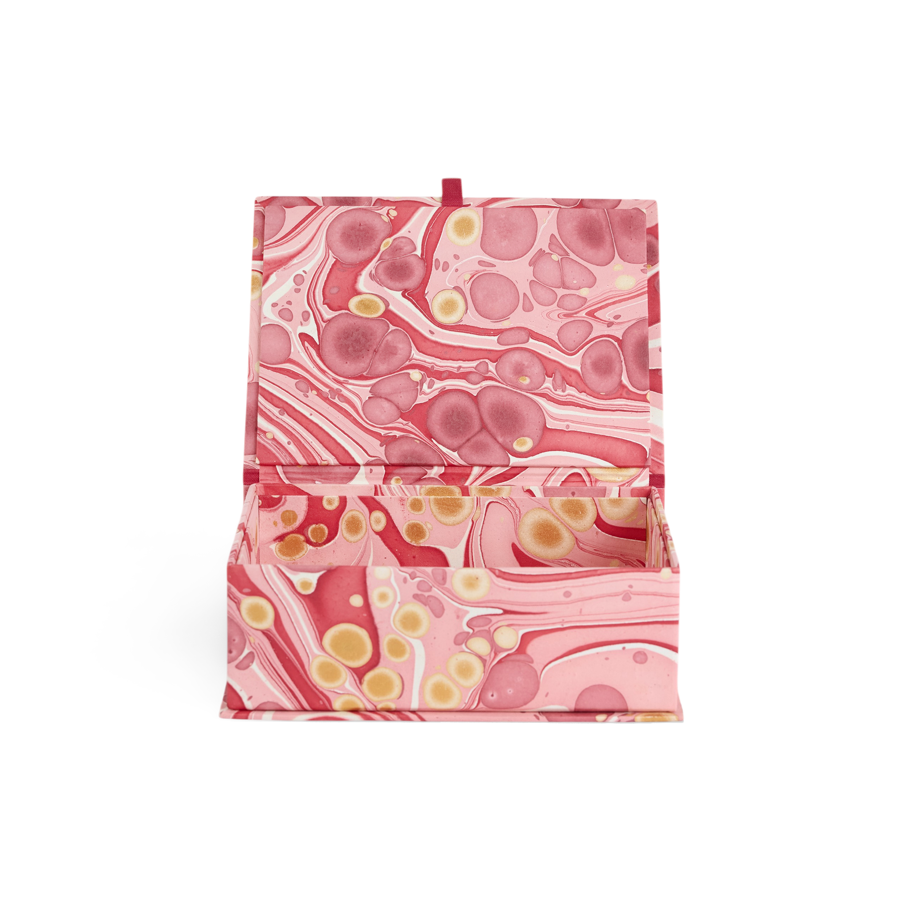 Garnet Red Pebble – Hand Marbled Keepsake Box (9.5" x 7" x 3.5" | 100% Recycled Cotton Paper)
