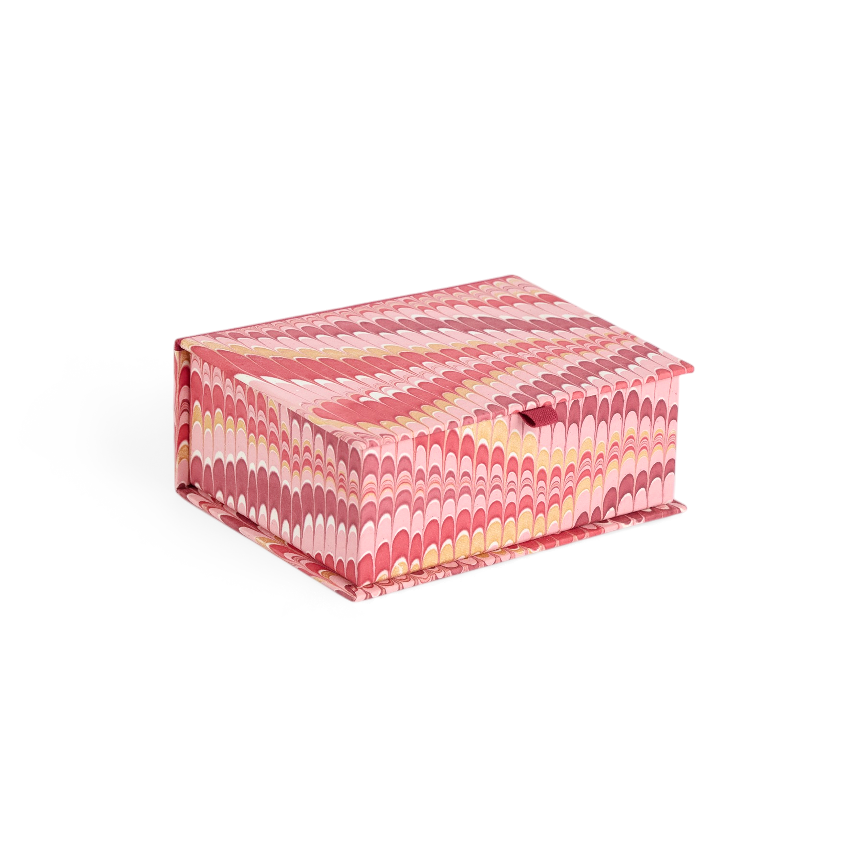 Garnet Red Mountain – Hand Marbled Keepsake Box (6.75” x 5” x 2.75” | 100% Recycled Cotton Paper)