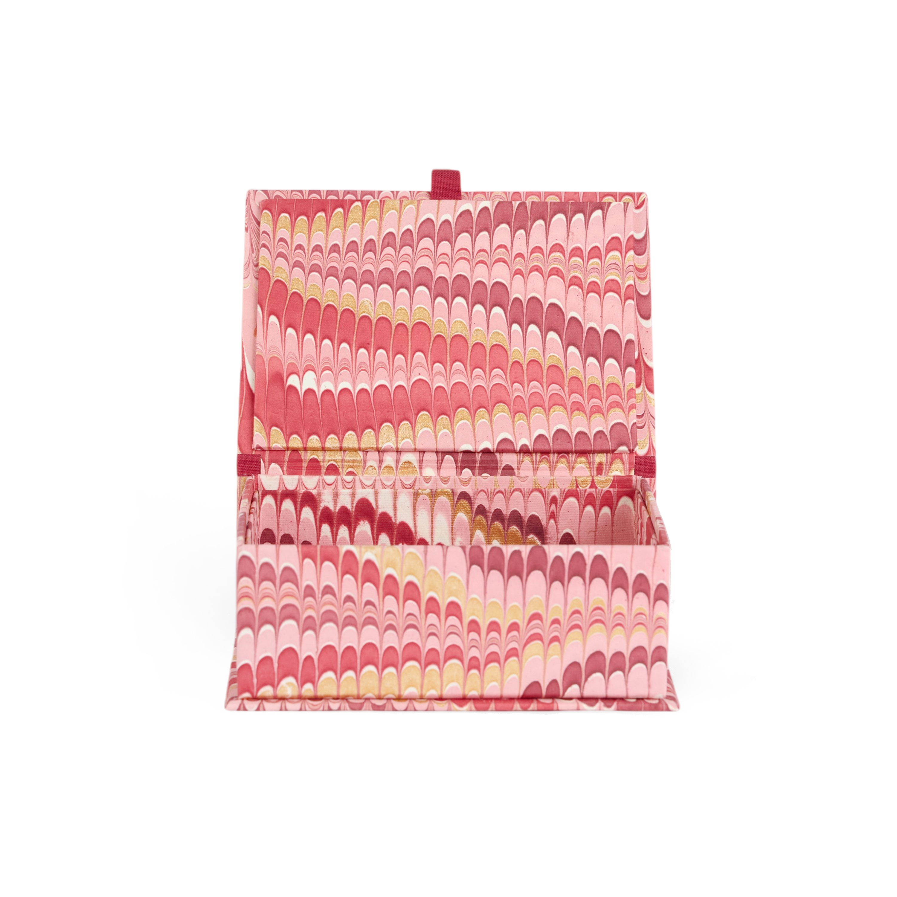 Garnet Red Mountain – Hand Marbled Keepsake Box (6.75” x 5” x 2.75” | 100% Recycled Cotton Paper)