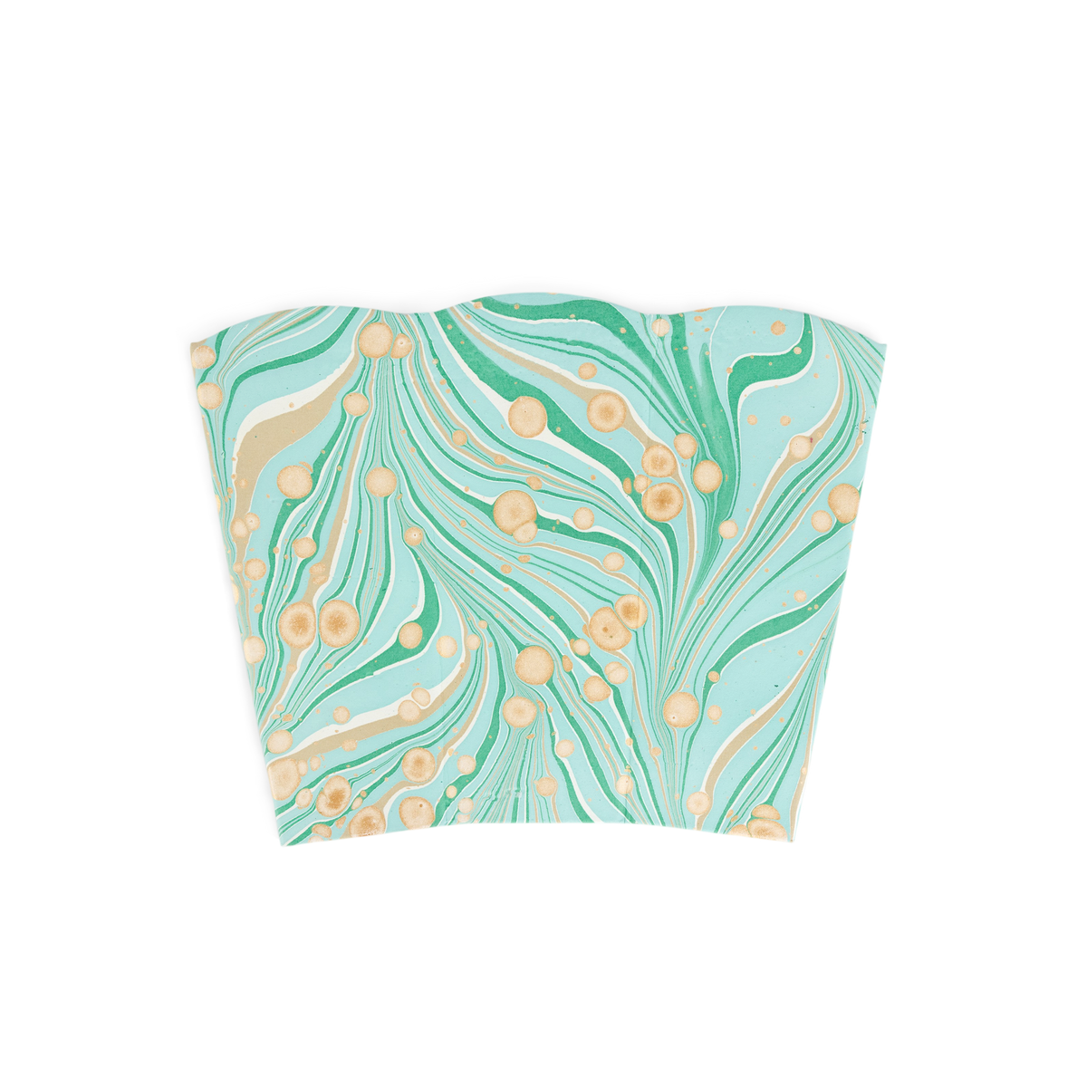 Celadon Green Fire Whirl – Hand Marbled Scalloped Basket (9.5" W x 9.5" D x 12" H)