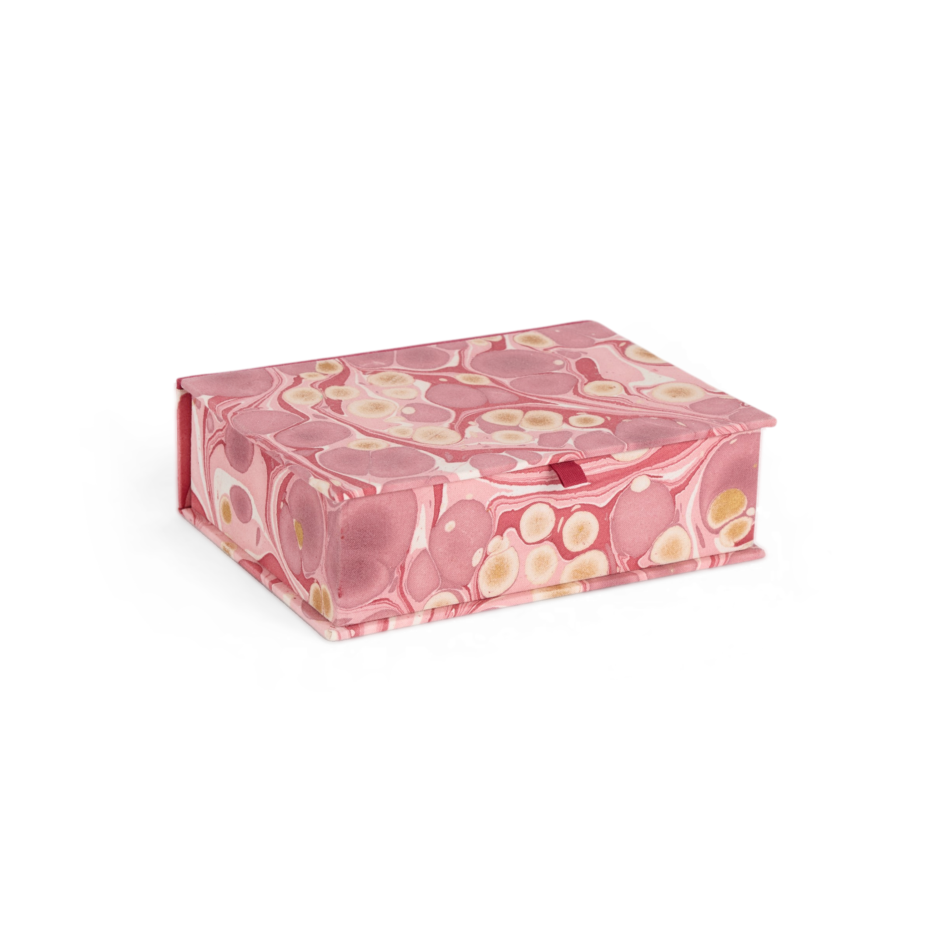 Garnet Red Pebble – Hand Marbled Keepsake Jewellery Box (9.5” x 7” x 3.5” | 100% Cotton Casement)