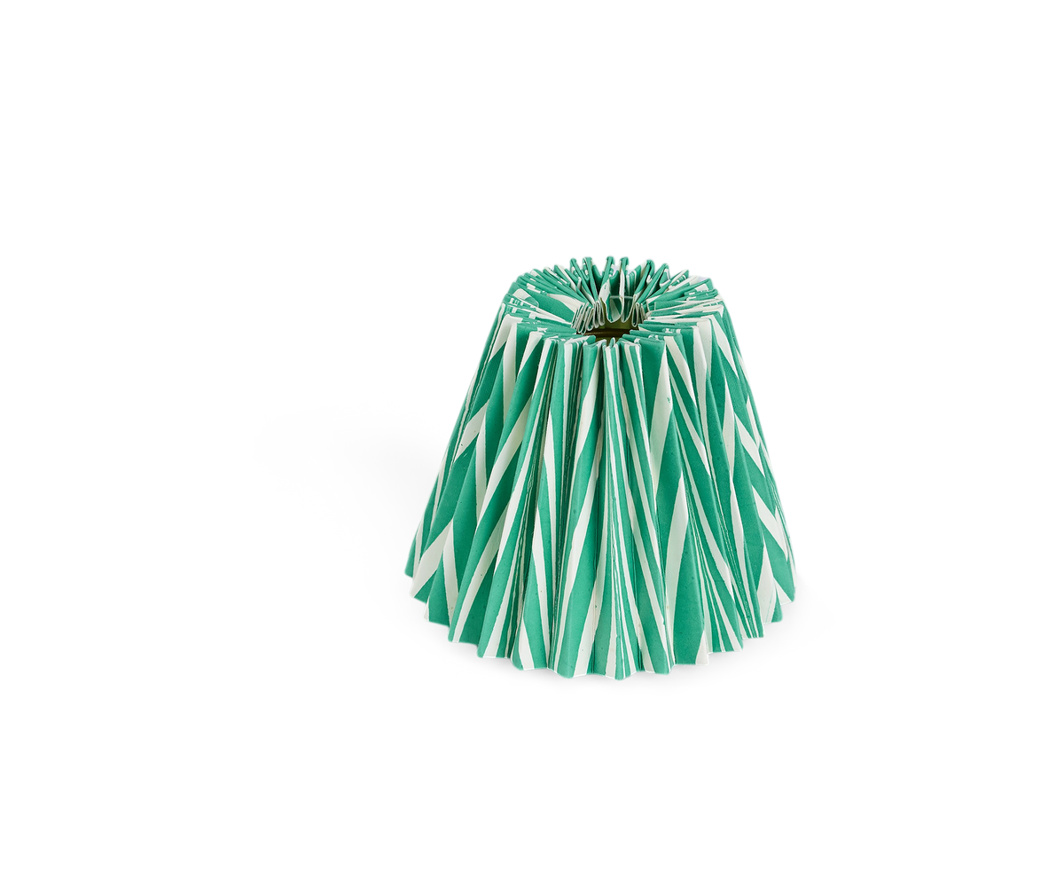 Celadon Green Banyan – Hand Marbled Pleated Lampshade ( 5.5” H X 6.75” W x 3.5 Ø | 100% Recycled Cotton Paper)