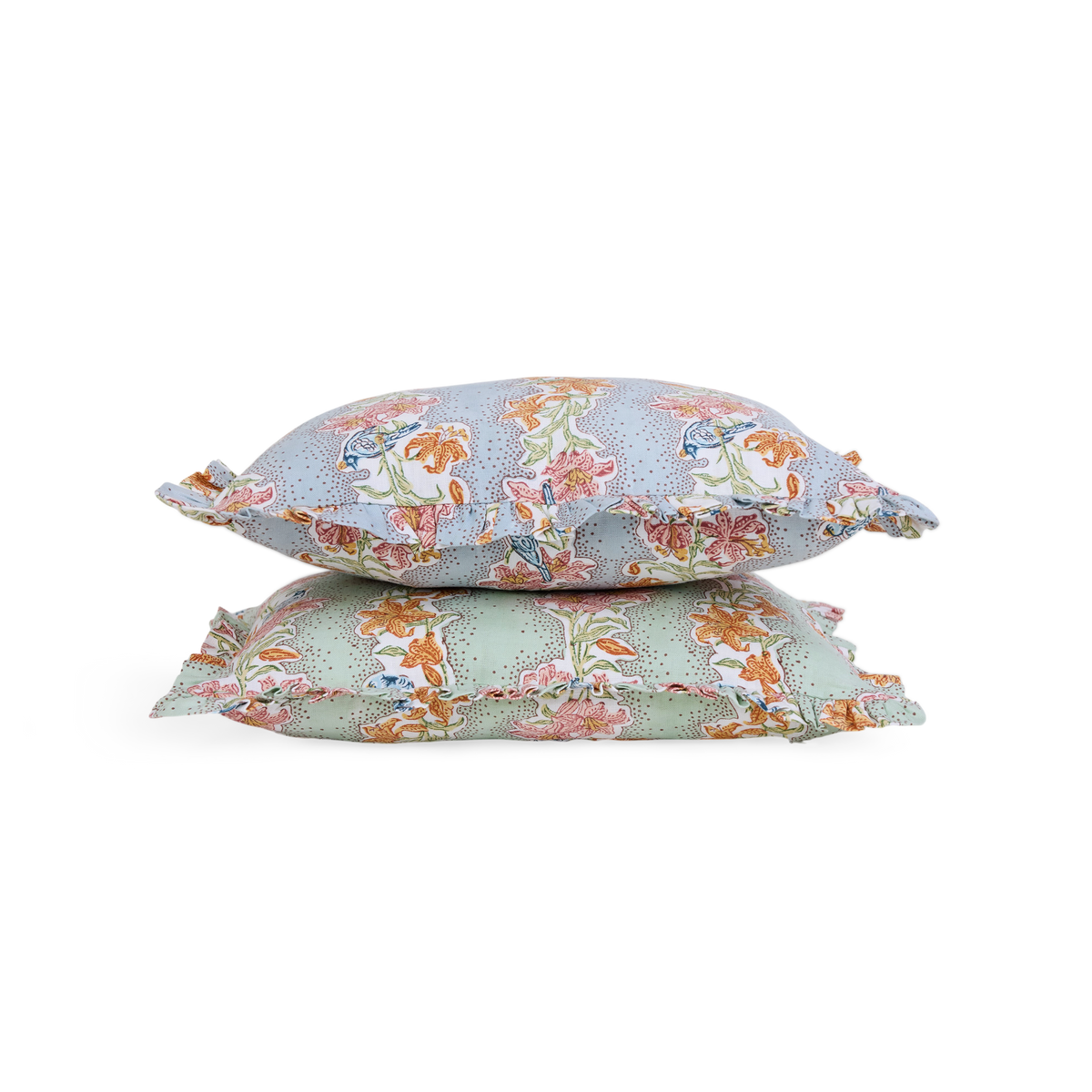 Sky Garden – Hand Block Printed Linen Pillow Cover (12" x 16")