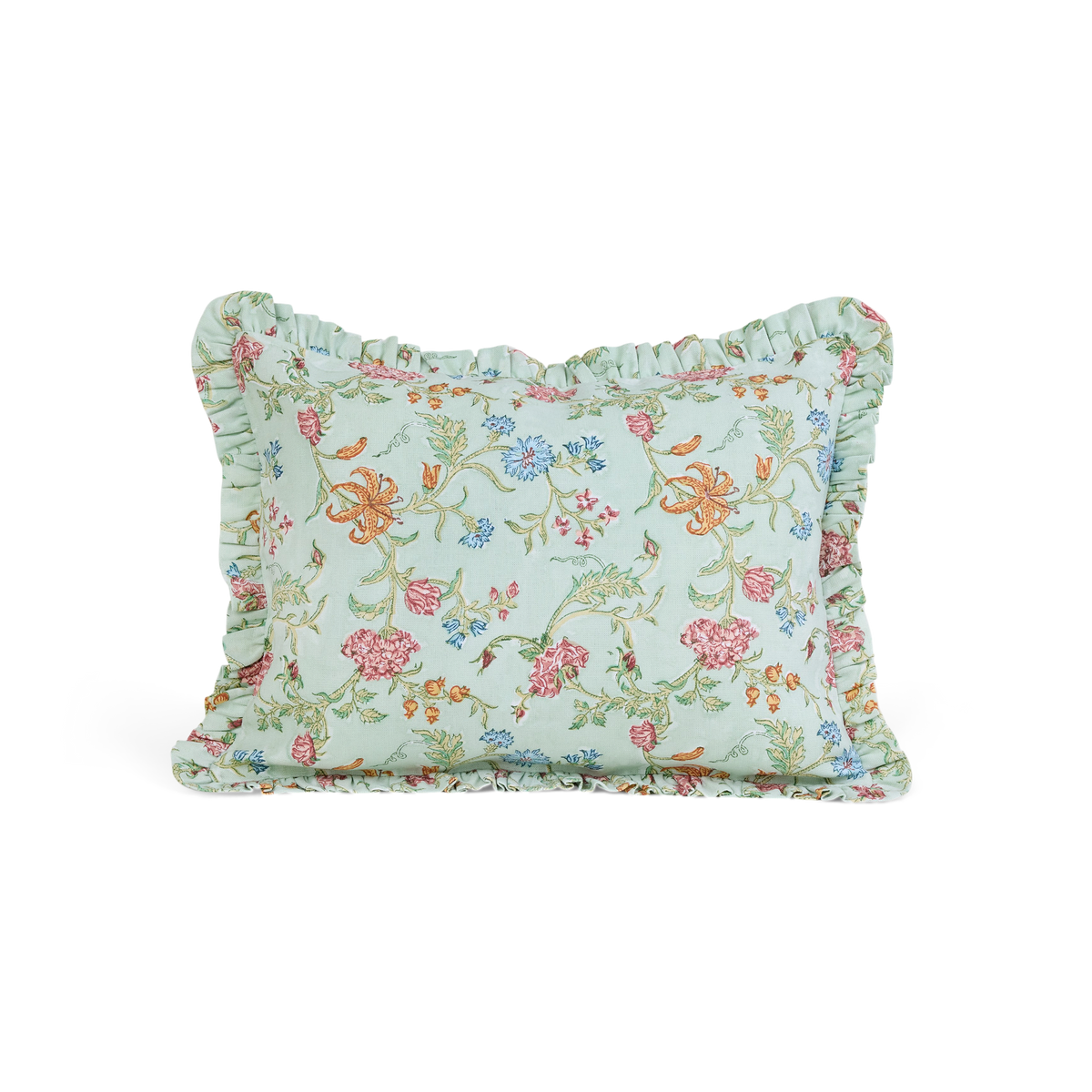 Spring Meadow – Hand Block Printed Linen Pillow Cover (12" x 16")