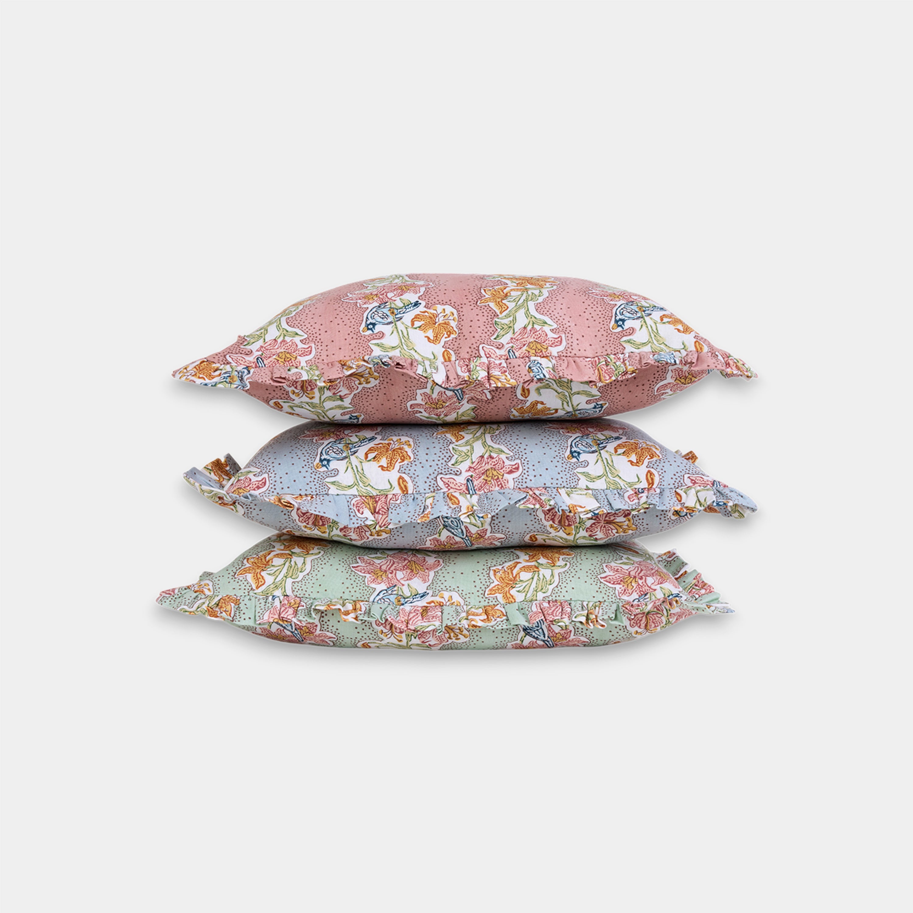 Rose Garden – Hand Block Printed Linen Pillow Cover (12" x 16")