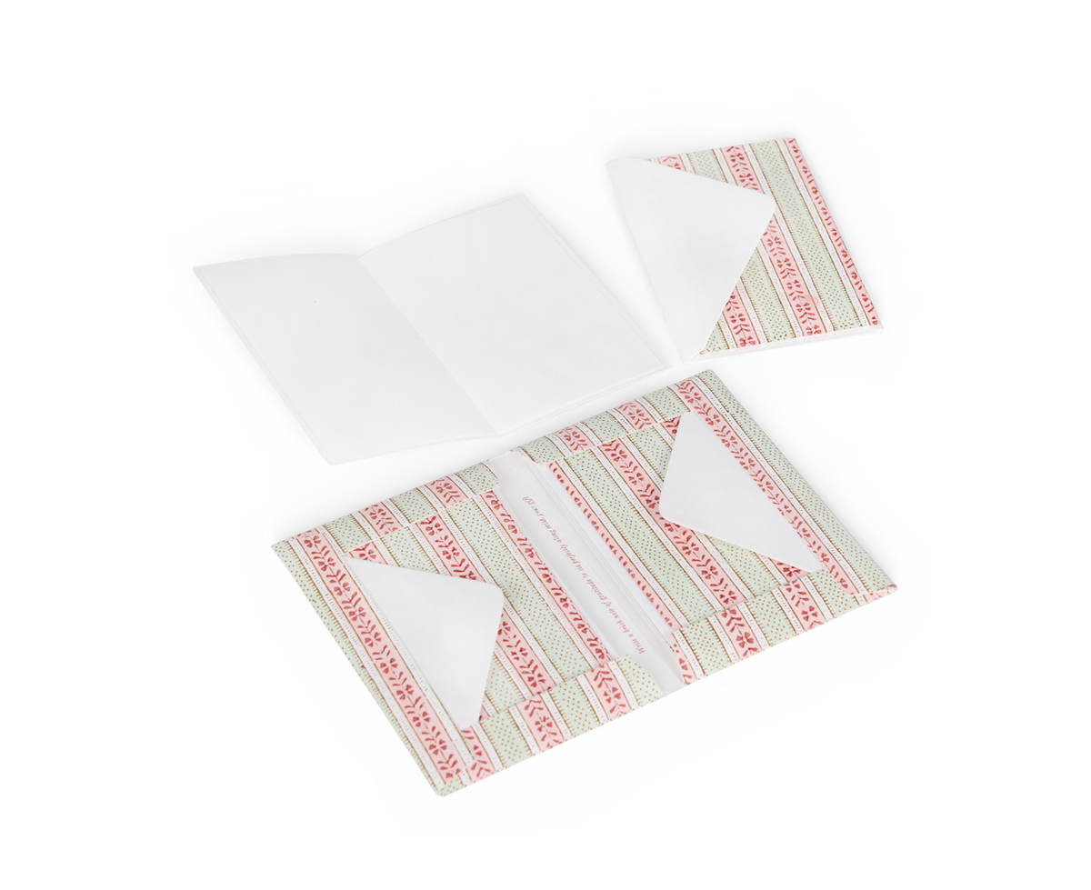 Blush Meadow – Hand Block Printed Greeting Card Set  (6” x 4” | 100% Recycled Cotton Paper)
