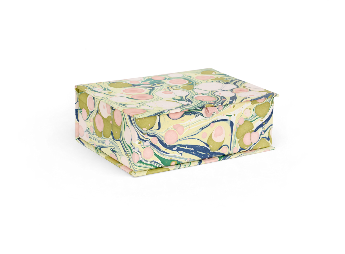 Meadow Stone – Hand Marbled Keepsake Box (9.5" x 7" x 3.5" | 100% Recycled Cotton Paper)