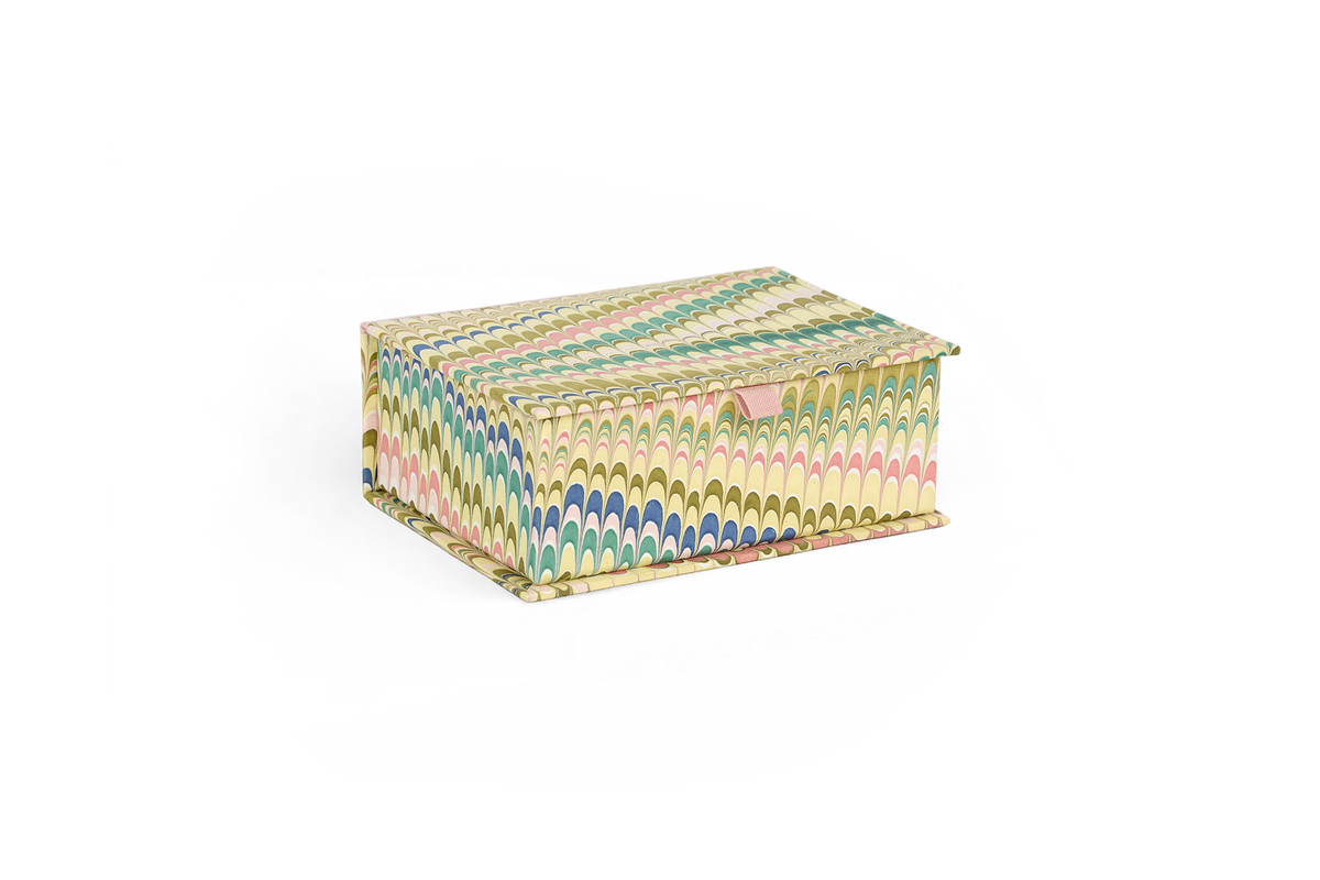 Meadow Wave – Hand Marbled Keepsake Box (6.75” x 5” x 2.75” | 100% Recycled Cotton Paper)