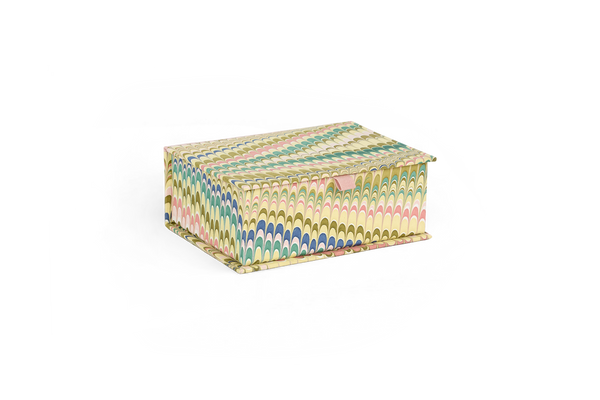 Meadow Wave – Hand Marbled Keepsake Box (6.75” x 5” x 2.75” | 100% Recycled Cotton Paper)