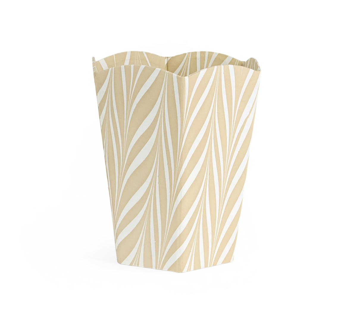Soyabean Banyan – Hand Marbled Scalloped Basket (9.5" W x 9.5" D x 12" H)