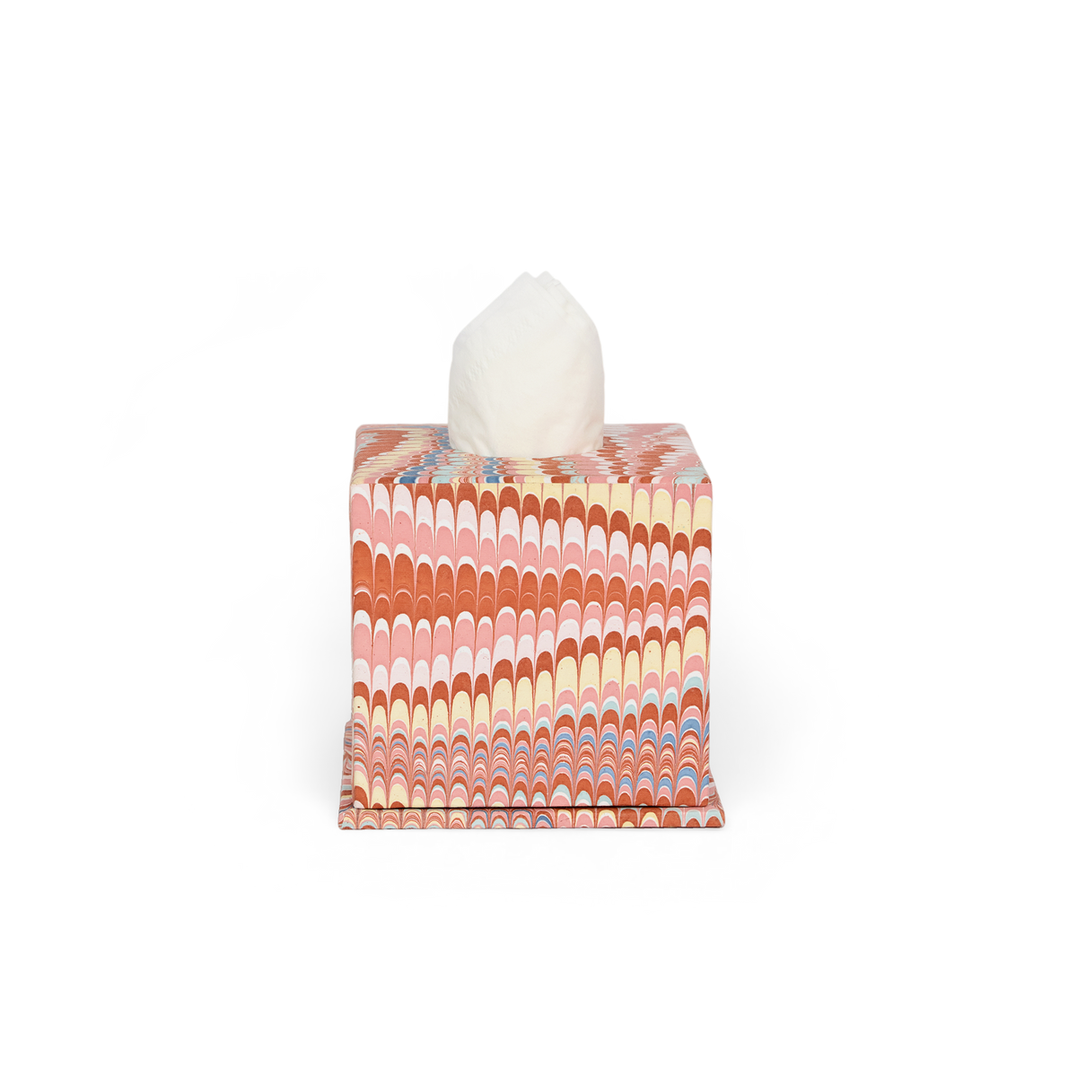 Sunset Wave  – Hand Marbled Tissue Box Cover (5.25” H x 5” W x 5” D)