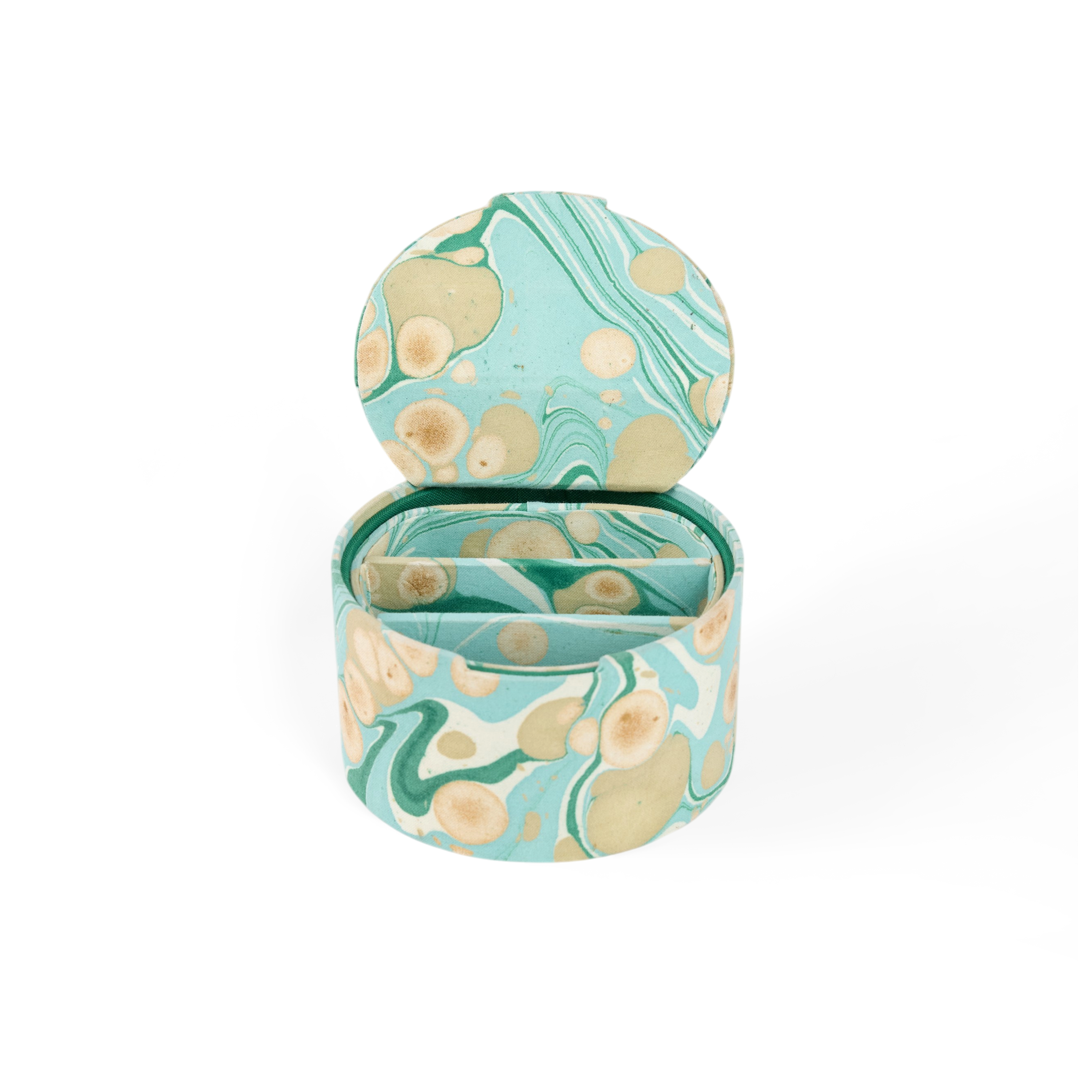 Celadon Green Pebble – Hand Marbled Jeweler Box (5.25" x 5.25" x 3")