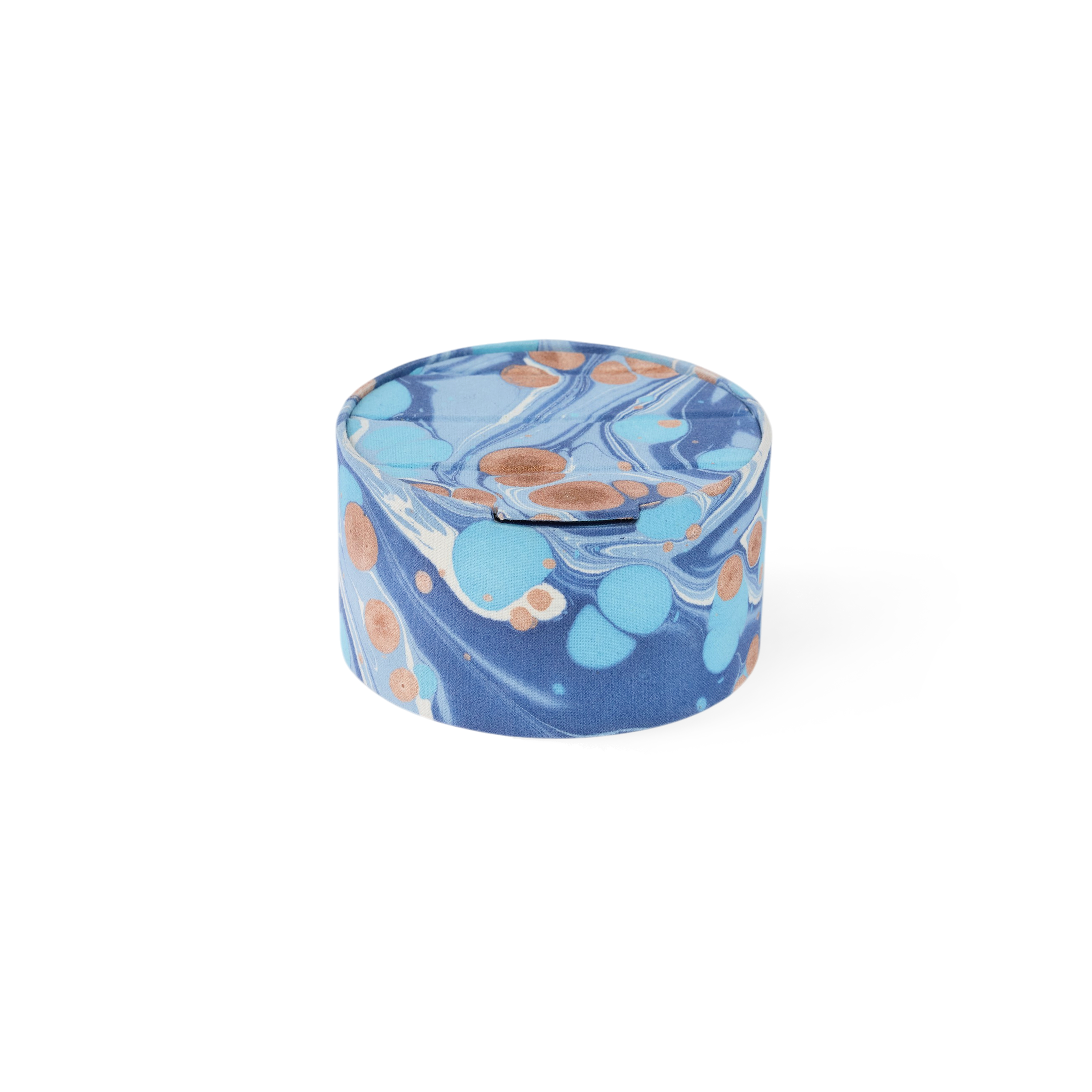 Harbor Blue Pebble – Hand Marbled Jewelry Box (5.25" x 5.25" x 3")