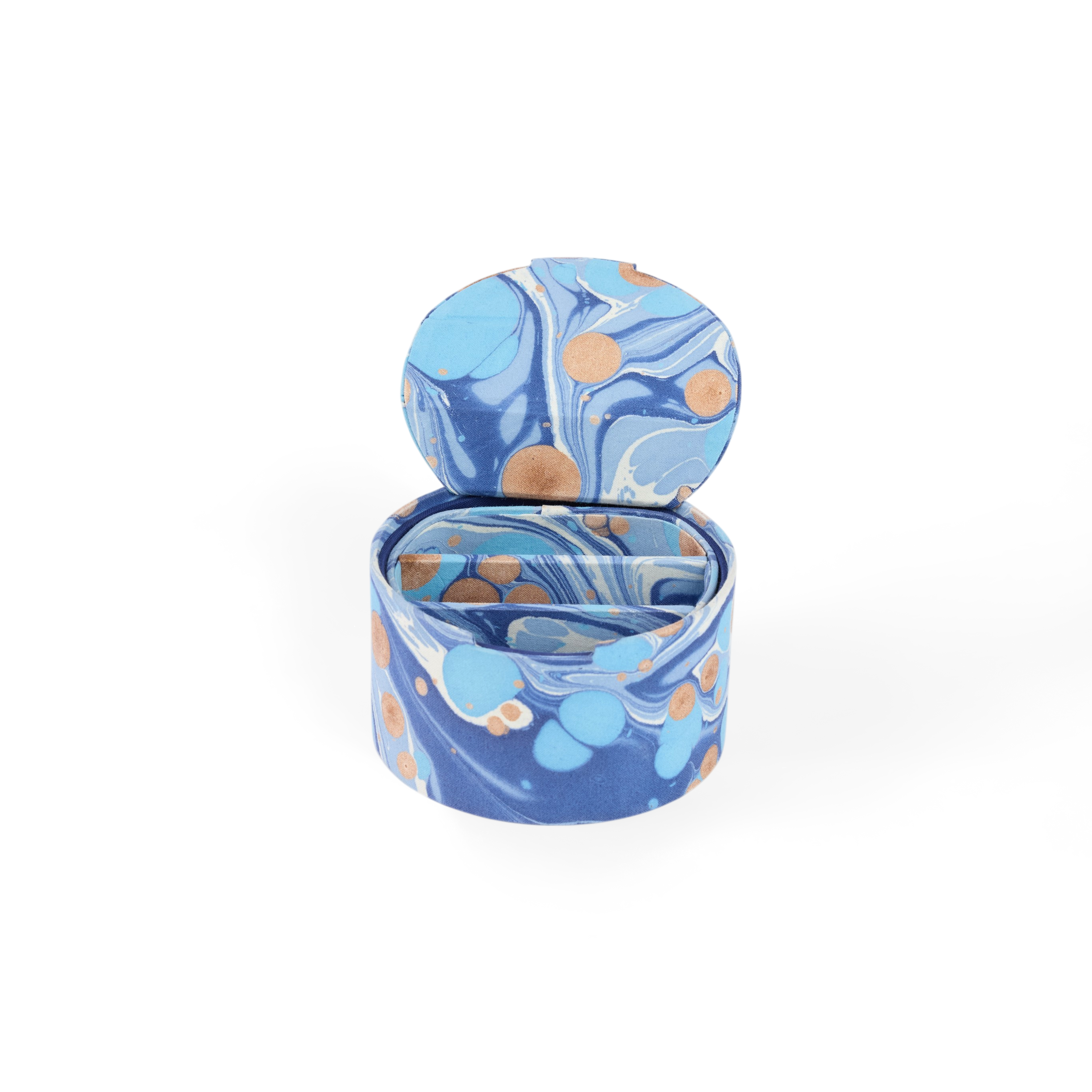 Harbor Blue Pebble – Hand Marbled Jewelry Box (5.25" x 5.25" x 3")