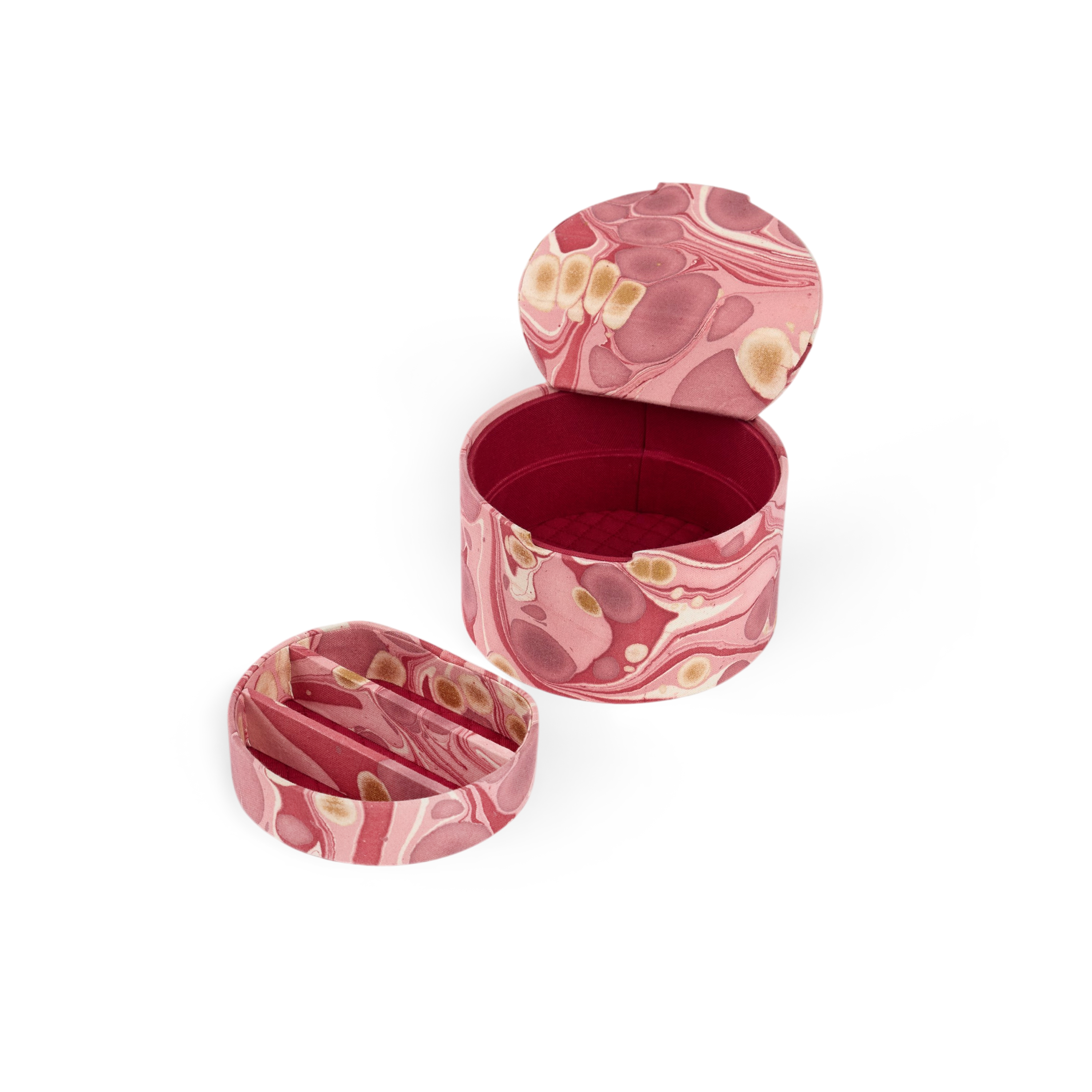Garnet Red Pebble – Hand Marbled jeweler Box (5.25" x 5.25" x 3")