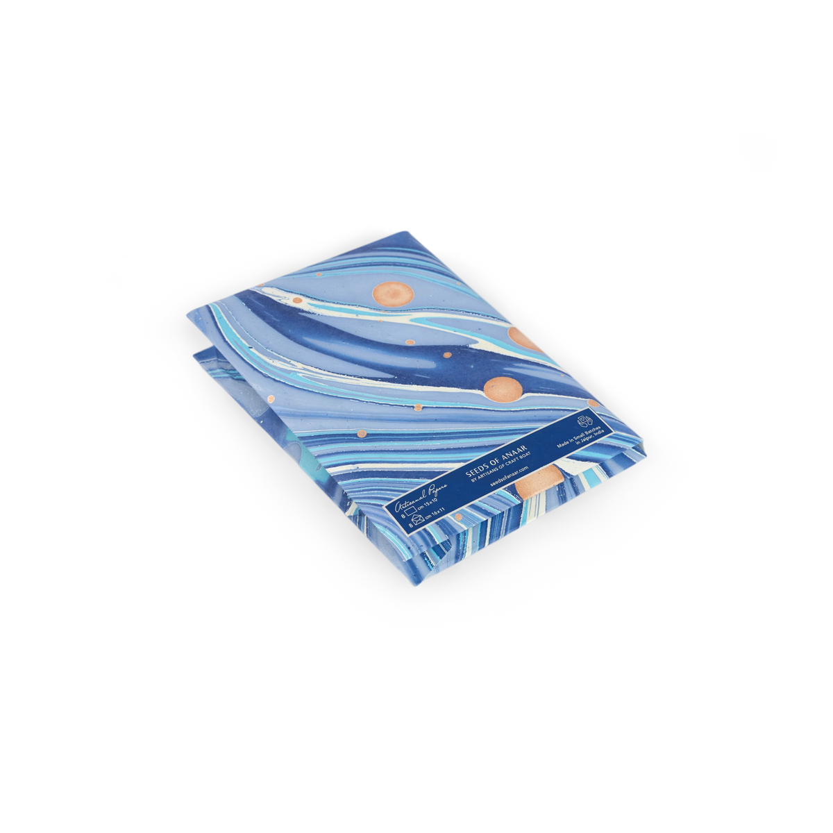 Harbor Blue Fire Whirl – Hand Marbled Greeting Card Folder Set  (6” x 4” | 100% Recycled Cotton Paper)