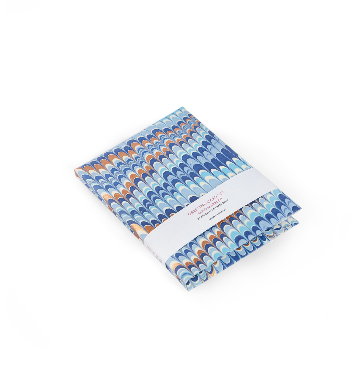 Harbor Blue Mountain – Hand Marbled Greeting Card Folder Set  (6” x 4” | 100% Recycled Cotton Paper)