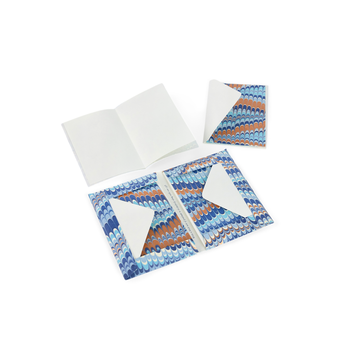 Harbor Blue Mountain – Hand Marbled Greeting Card Folder Set  (6” x 4” | 100% Recycled Cotton Paper)