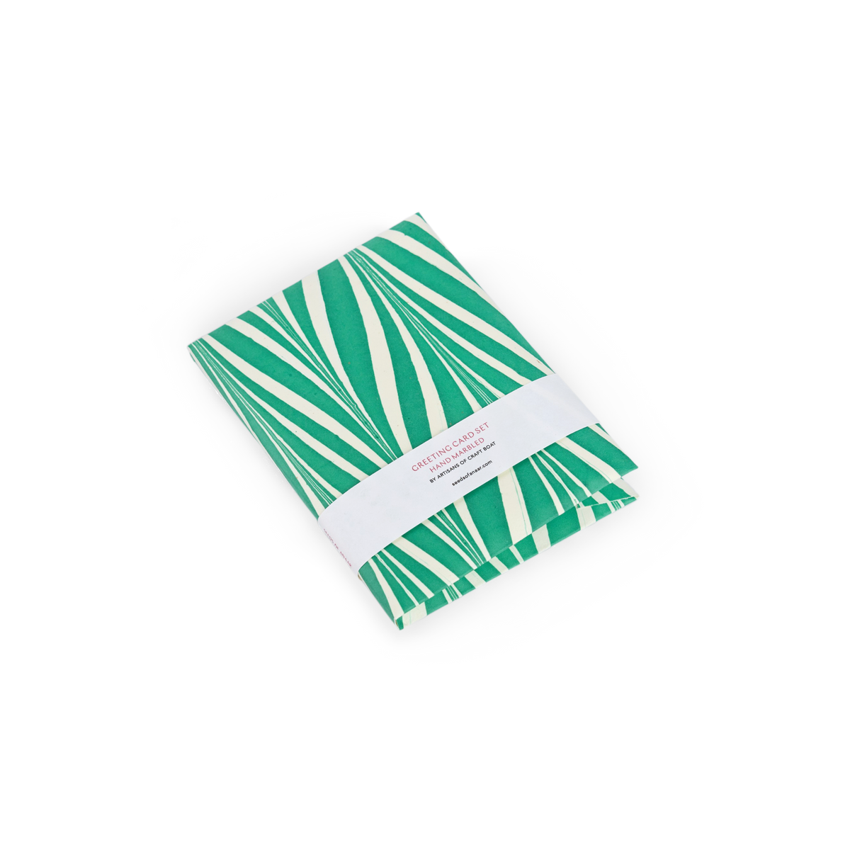 Celadon Green Banyan – Hand Marbled Greeting Card Folder Set  (6” x 4” | 100% Recycled Cotton Paper)