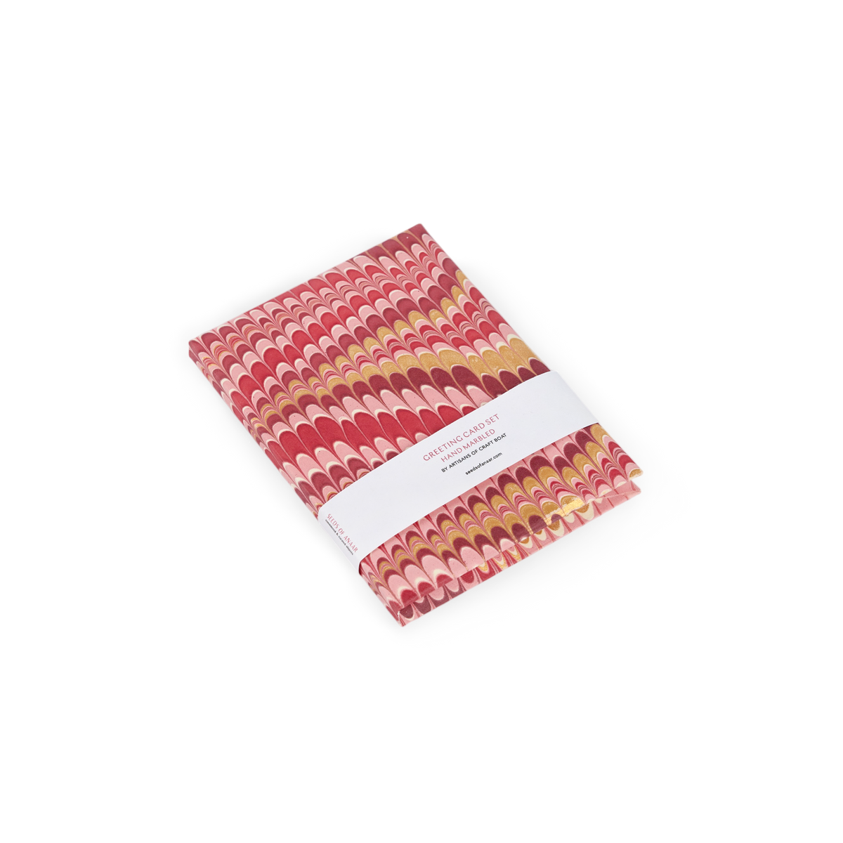 Garnet Red Mountain – Hand Marbled Greeting Card Folder Set  (6” x 4” | 100% Recycled Cotton Paper)