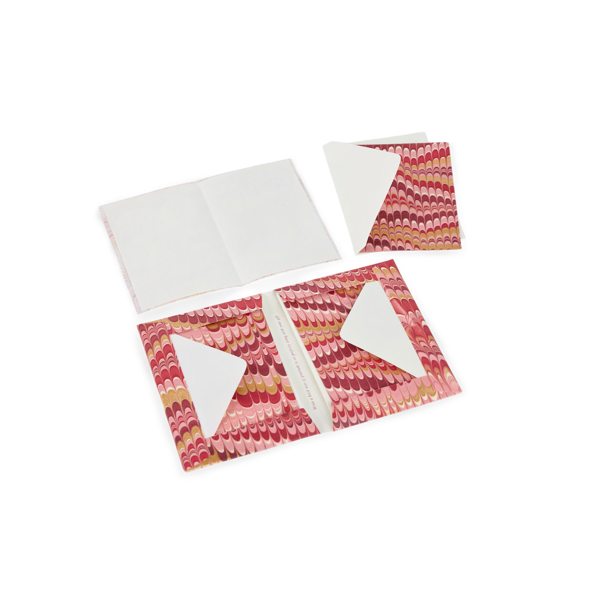 Garnet Red Mountain – Hand Marbled Greeting Card Folder Set  (6” x 4” | 100% Recycled Cotton Paper)