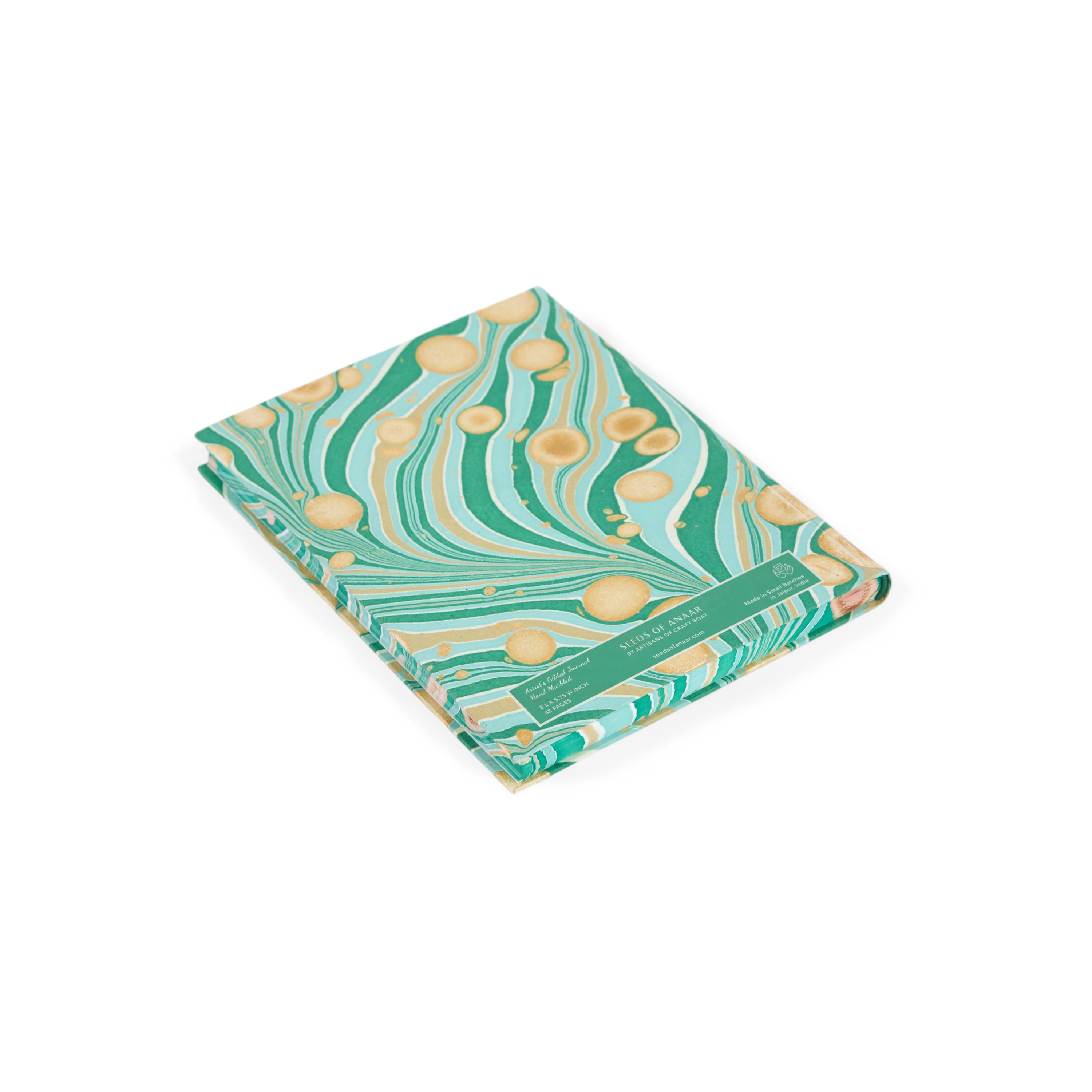 Celadon Green Fire Whirl – Hand Marbled Journal A5 | 48 Pages | 130gsm Paper