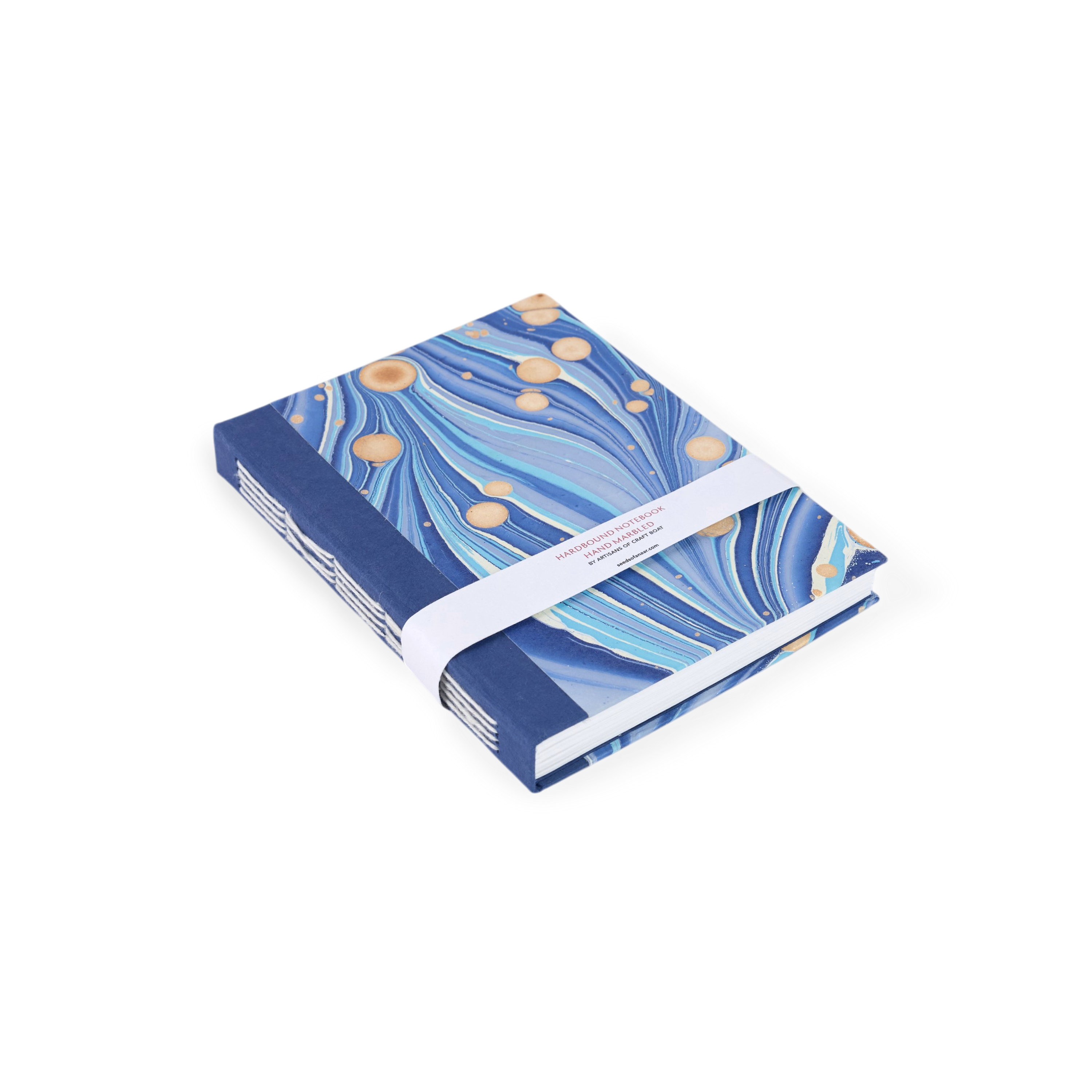 Harbor Blue Pebble – Hand Marbled Journal 6" x 8" | 56 Pages | 150gsm Paper
