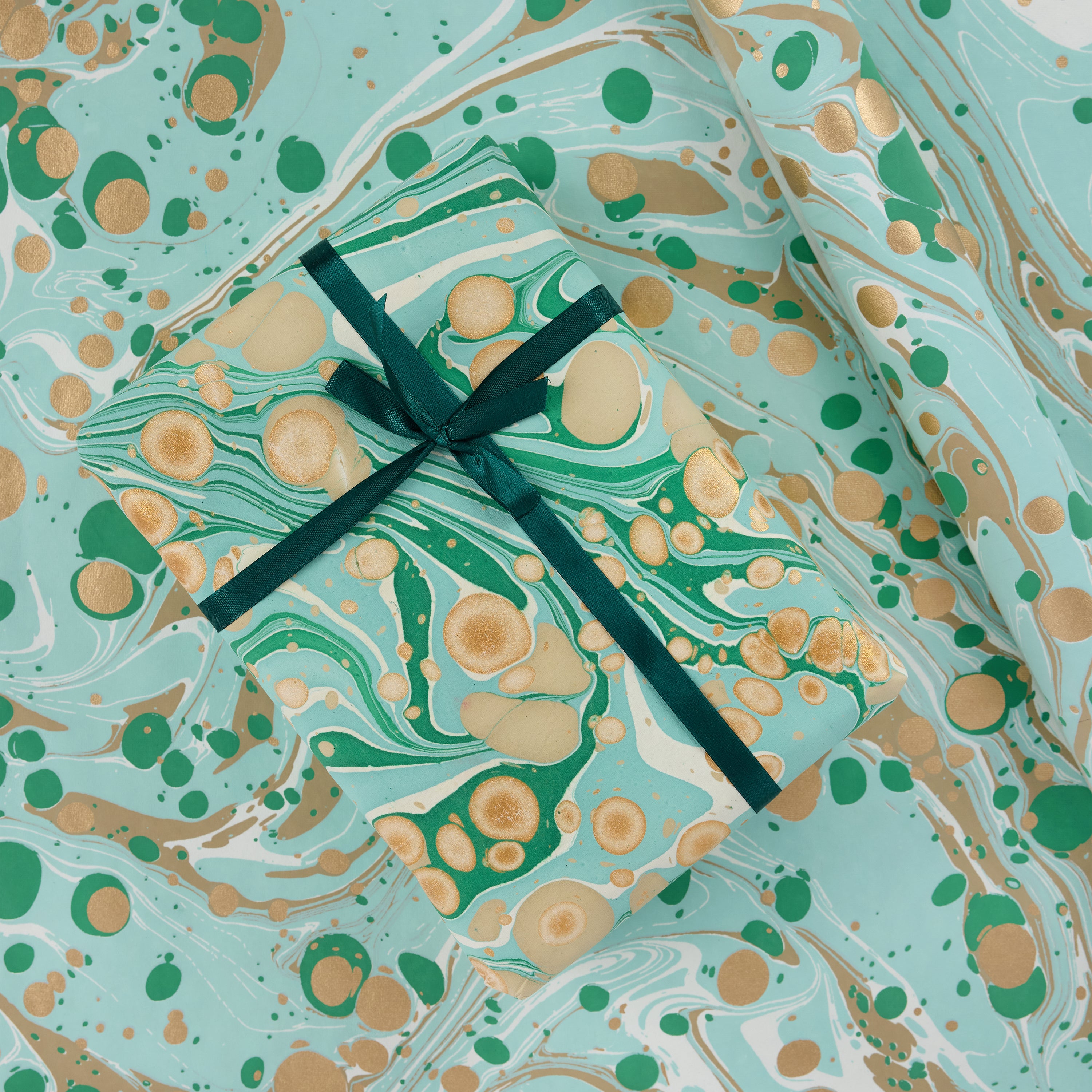 Celadon Green Pebble – Hand Printed Wrapping Paper Sheet ( 21" x 29" | 100% Recycled Cotton Paper)