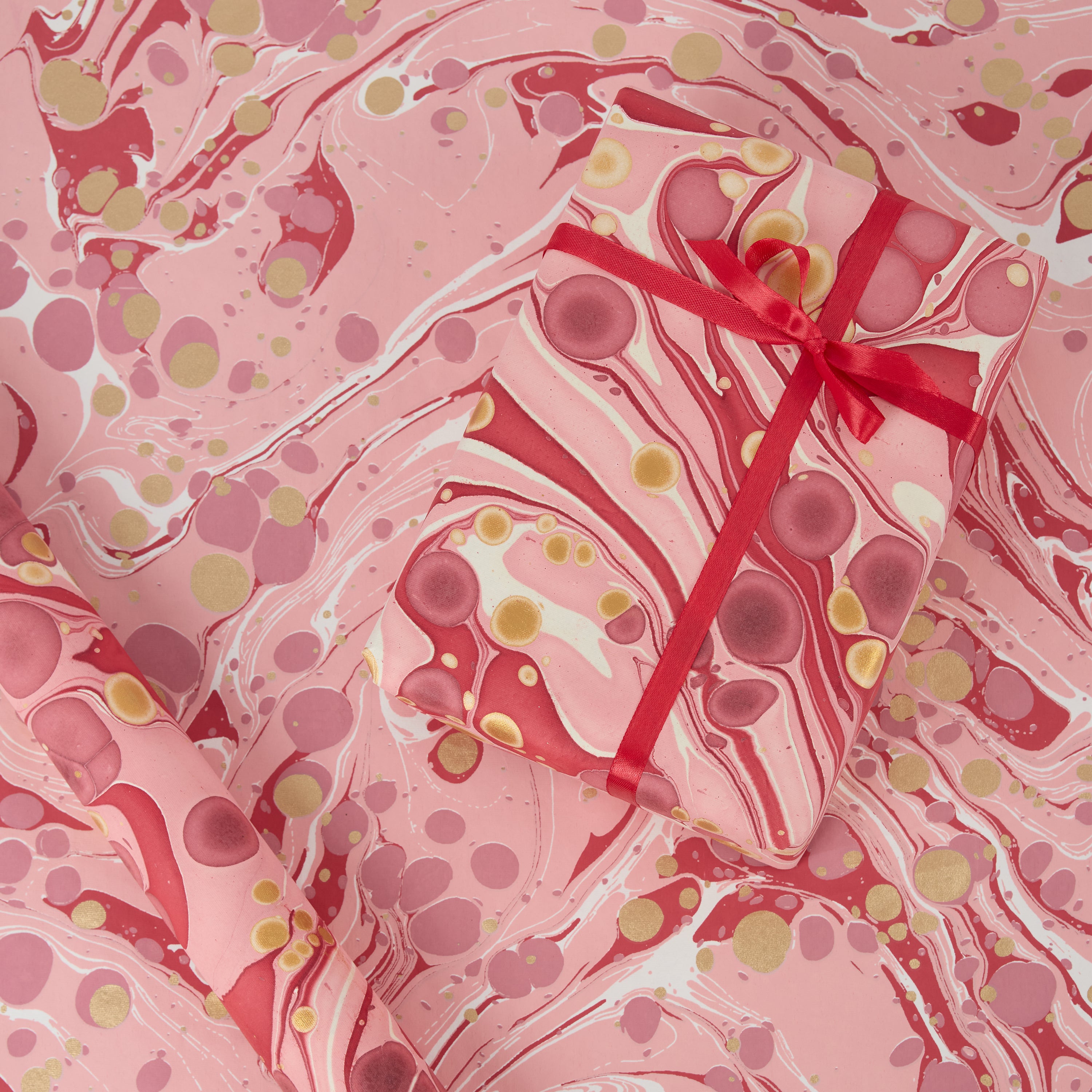 Garnet Red Pebble – Hand Printed Wrapping Paper Sheet ( 21" x 29" | 100% Recycled Cotton Paper)
