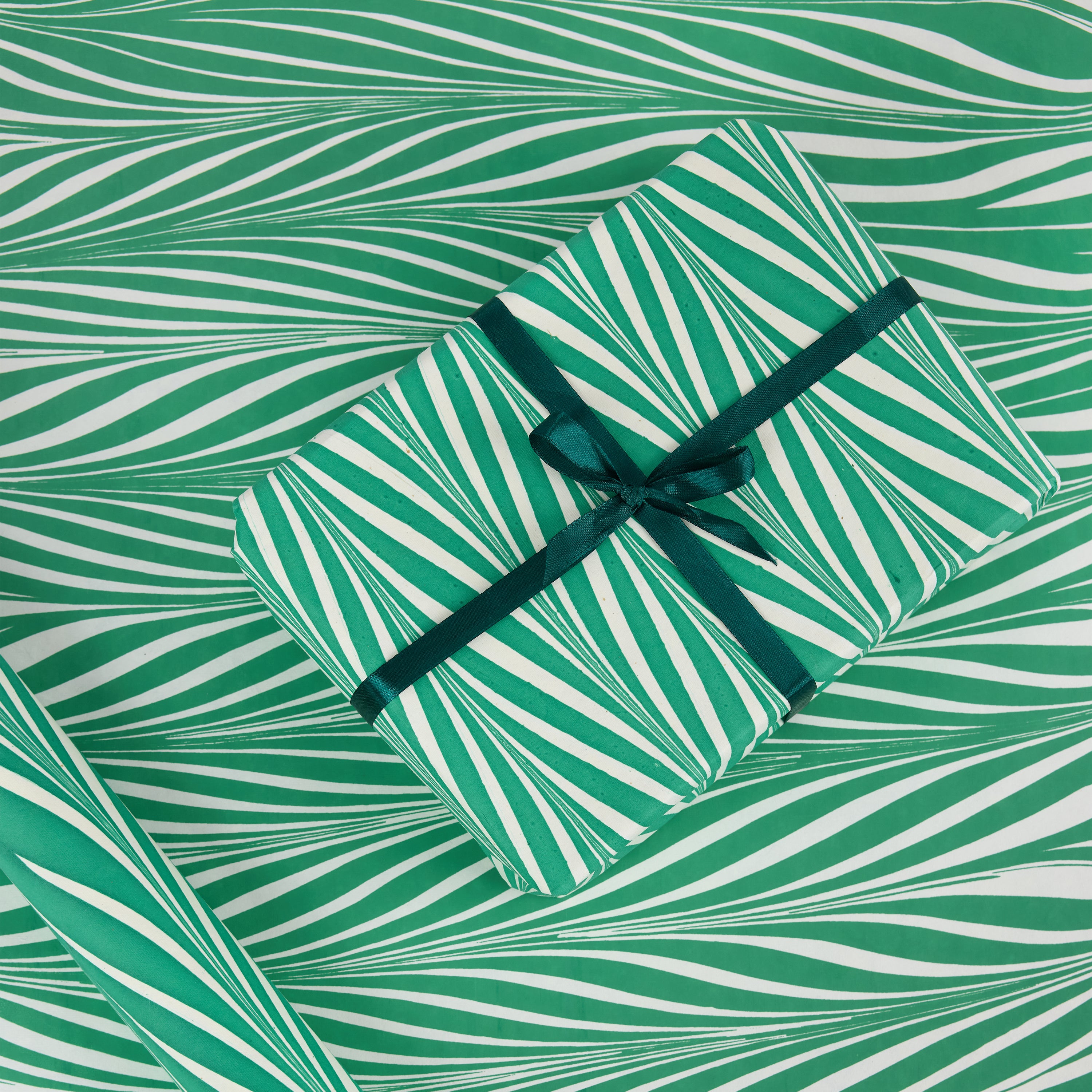 Celadon Green Banyan – Hand Printed Wrapping Paper Sheet ( 21" x 29" | 100% Recycled Cotton Paper)