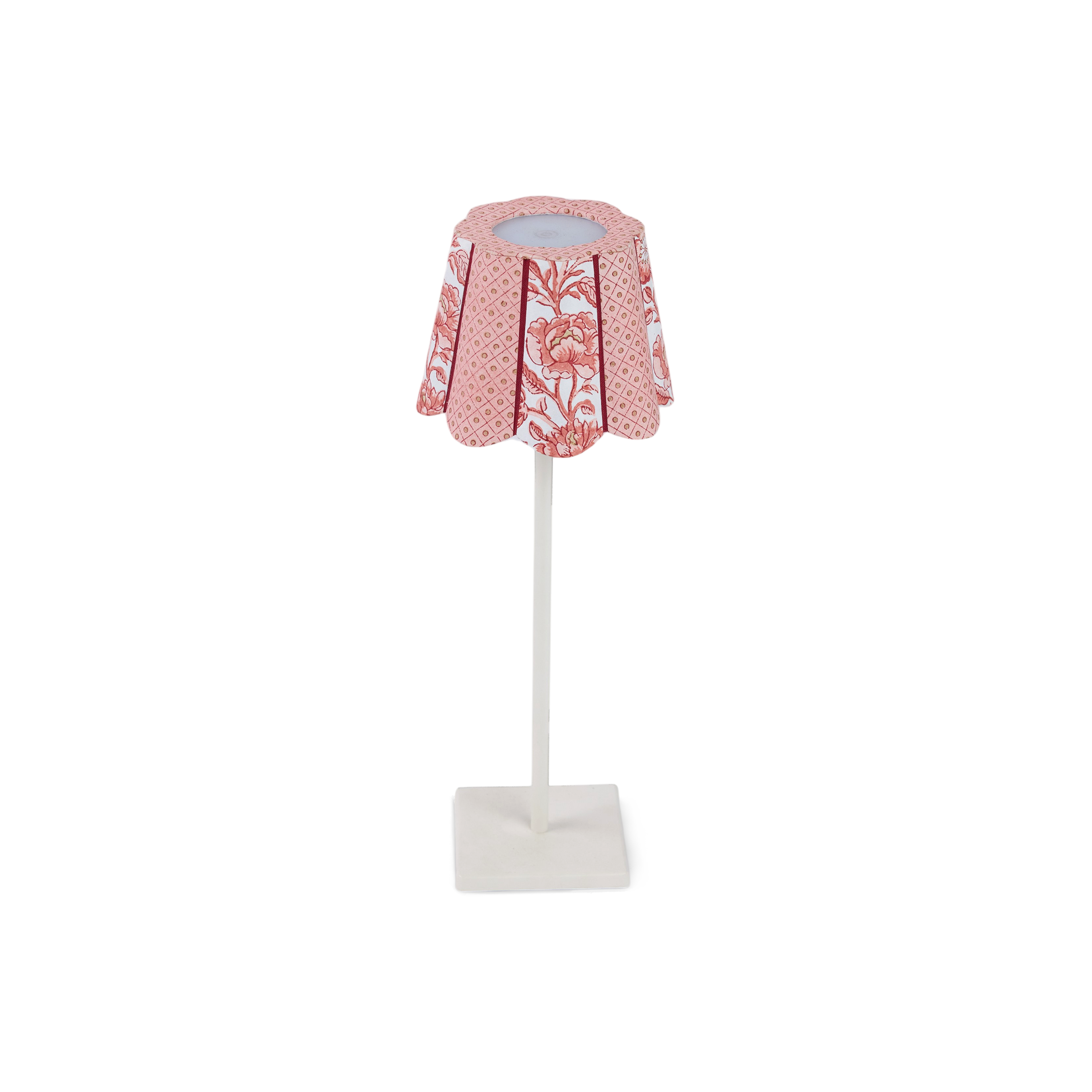 Garnet Red Blooming Trellis – Hand Block Printed Lampshade Cover (4" H x 5.5" W x 4" Ø | 100% Recycled Cotton Handmade Paper)