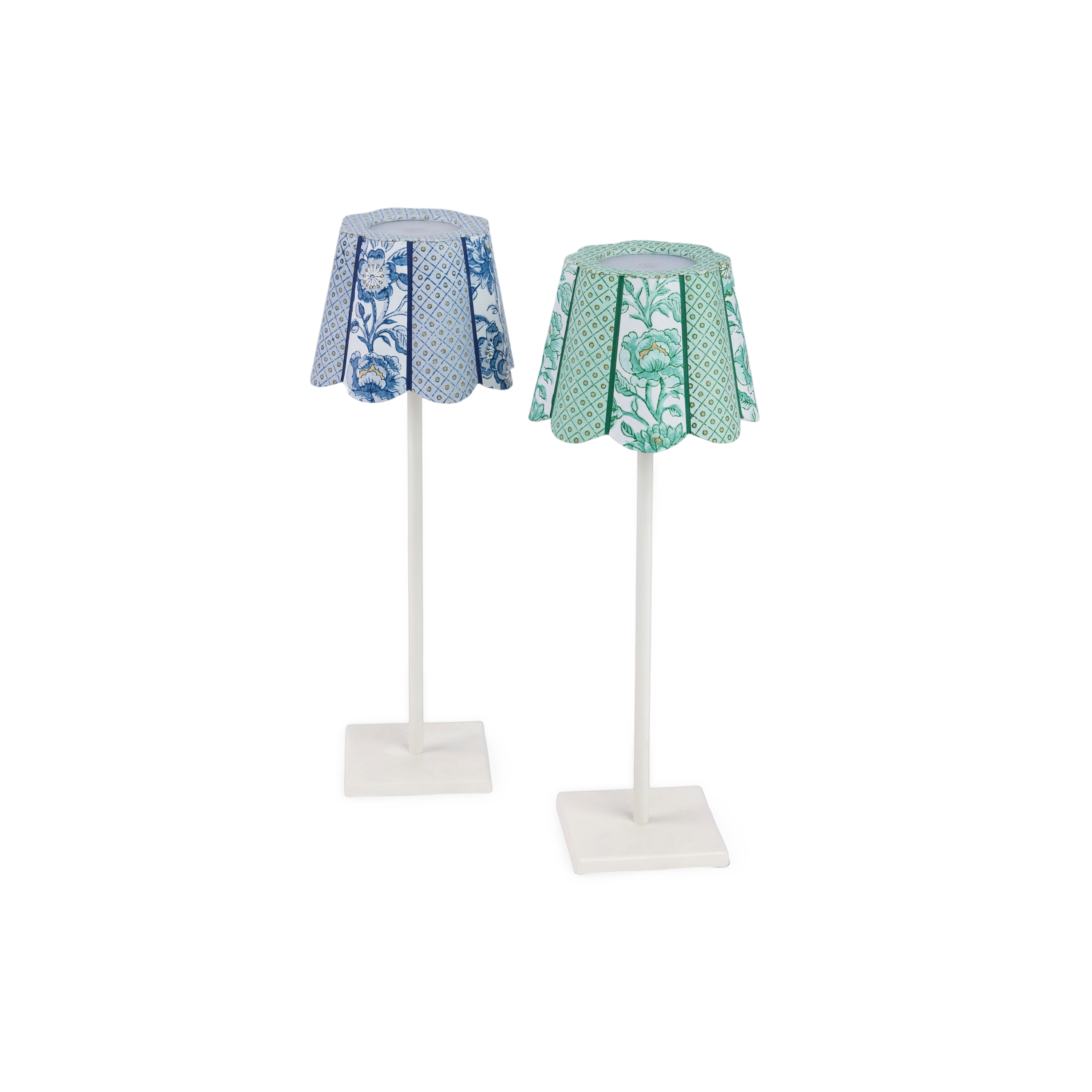 Celadon Green Blooming Trellis – Hand Block Printed Lampshade Cover (4" H x 5.5" W x 4" Ø | 100% Recycled Cotton Handmade Paper)