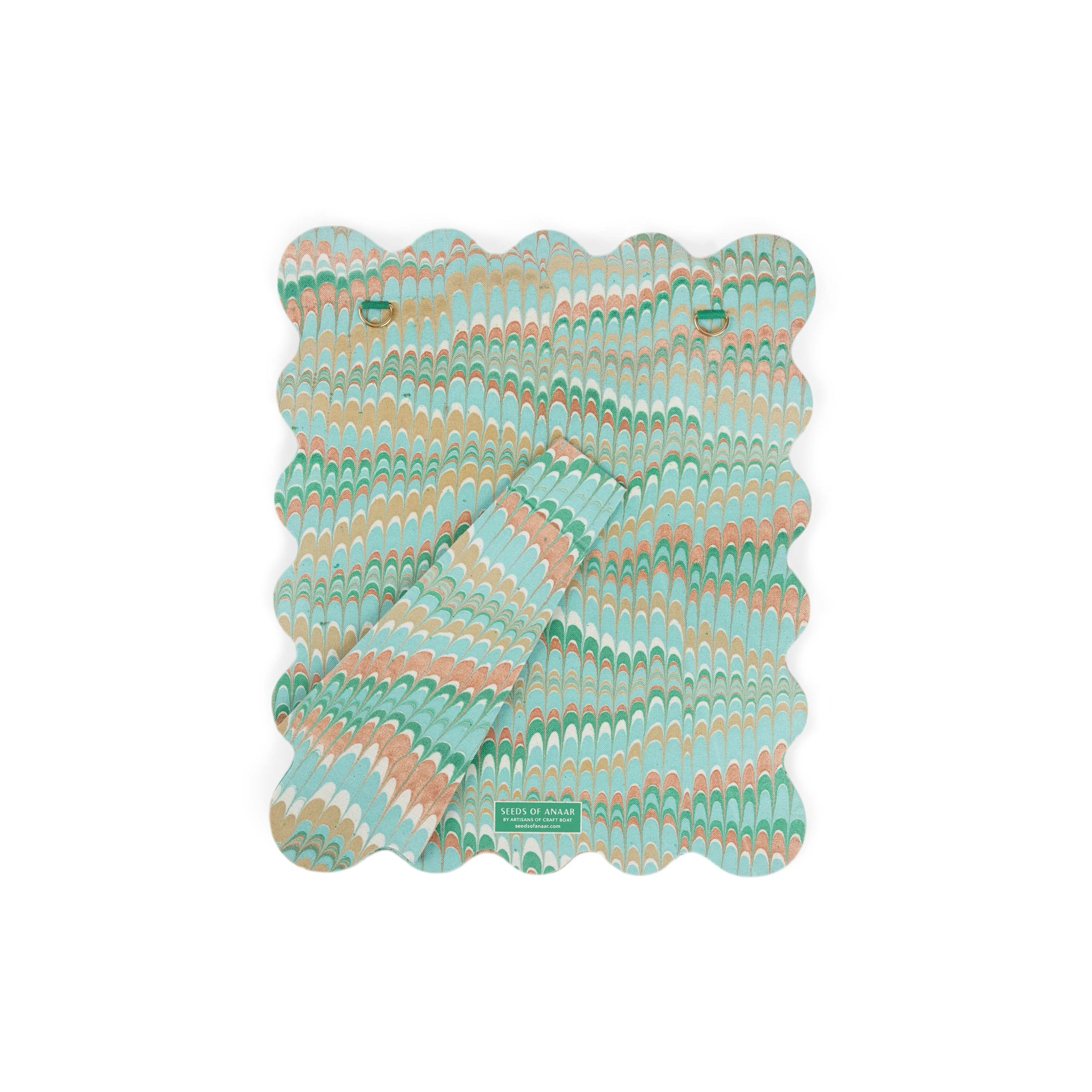 Celadon Green Mountain – Hand Marbled Scalloped Picture Frame  | 12" x 10", fits 7" x 5" photo