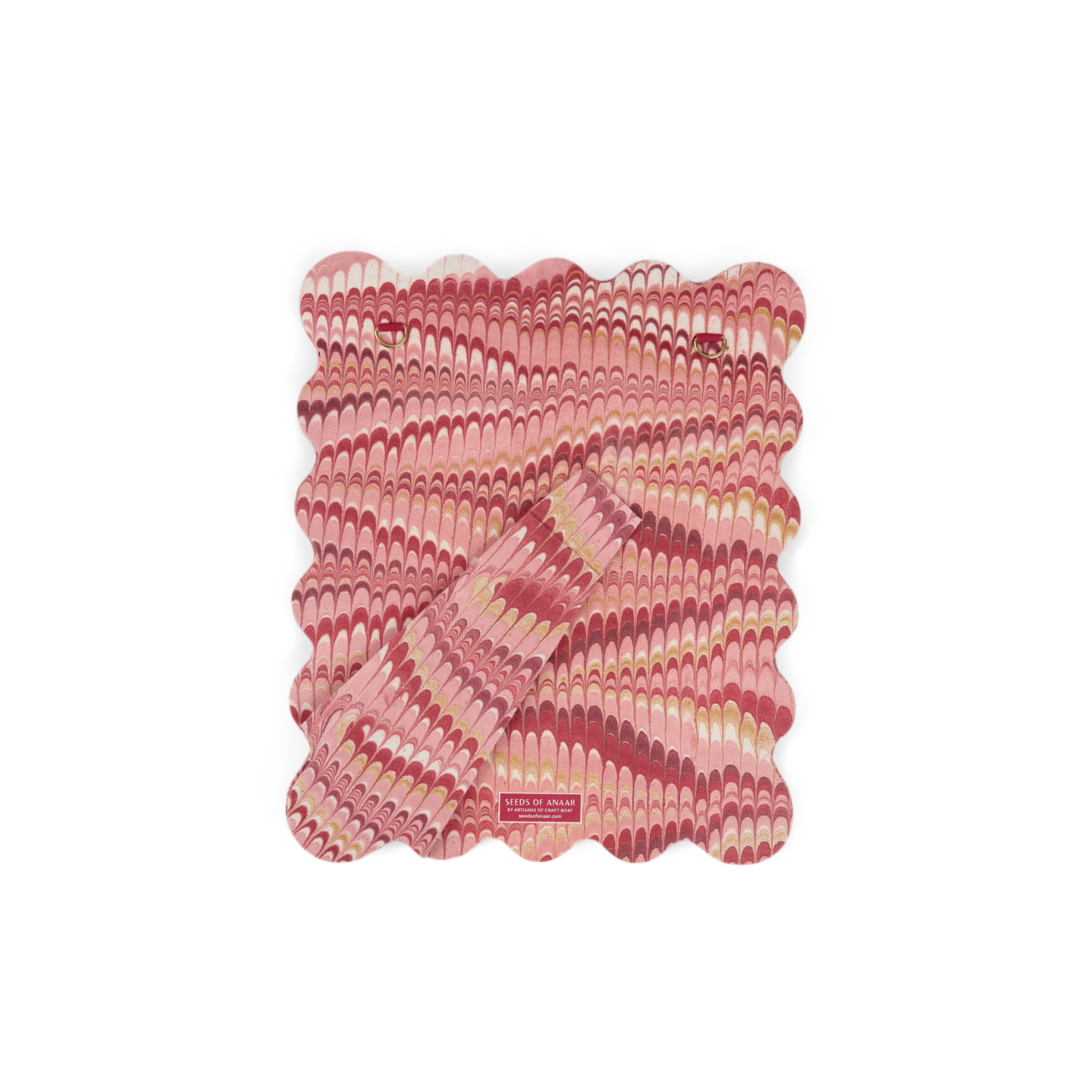 Garnet Red Mountain – Hand Marbled Scalloped Picture Frame  | 12" x 10", fits 7" x 5" photo