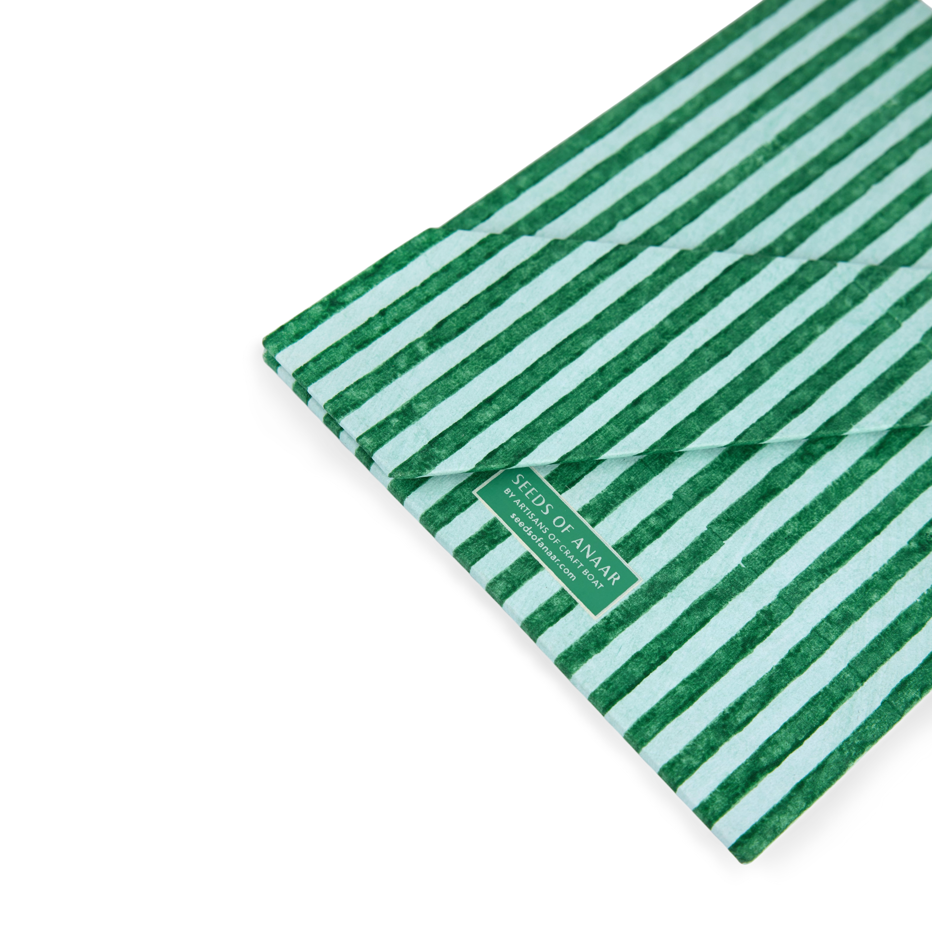 Celadon Green Classic Stripe – Hand Block Printed Tabletop Picture Frame (7.25" x 5.75", fits 6" x 4" photo)