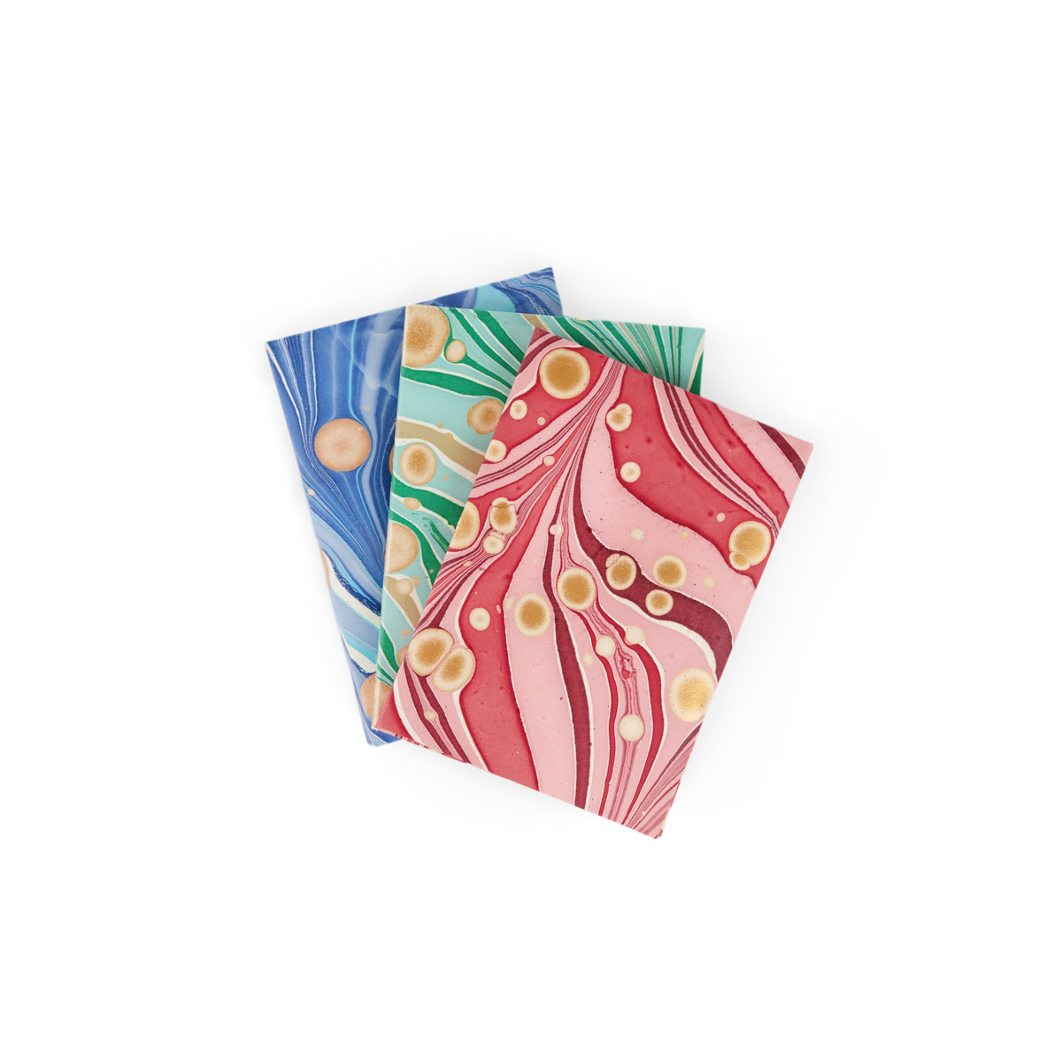Harbor Blue Fire Whirl – Hand Marbled Greeting Card Folder Set  (6” x 4” | 100% Recycled Cotton Paper)