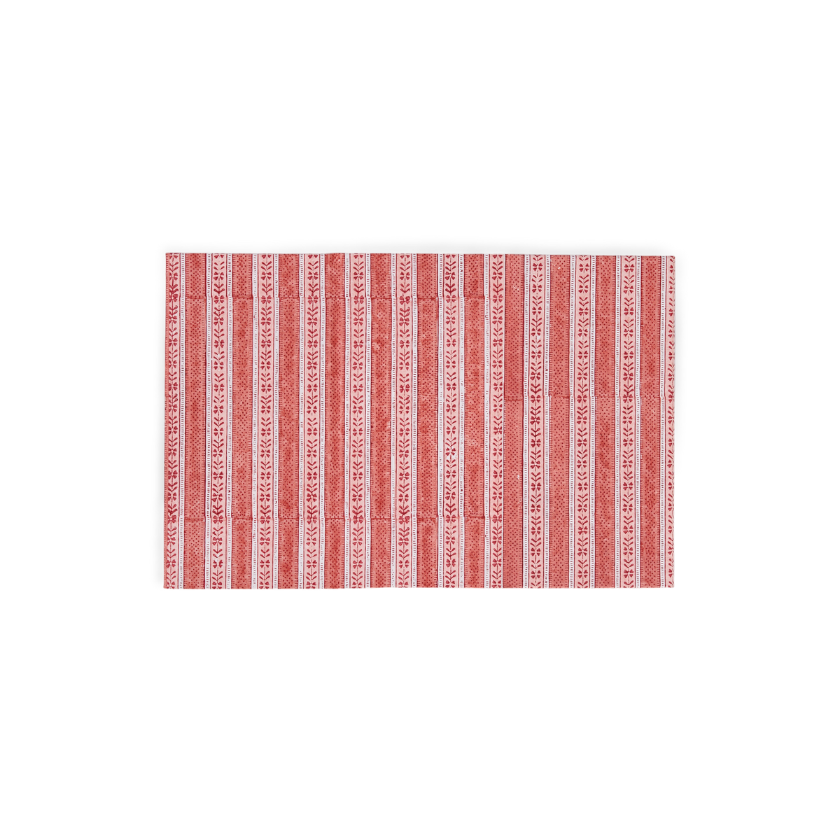 Garnet Red Floral Stripe – Hand Block Printed Collapsible Basket (9.5" x 9.5" x 10.5")