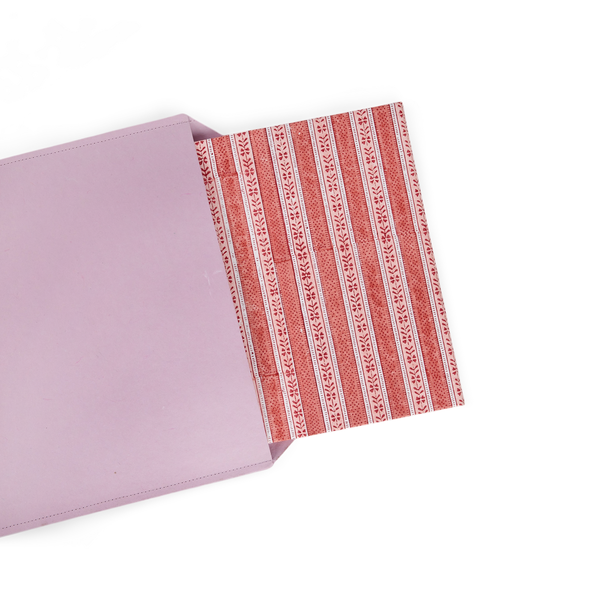Garnet Red Floral Stripe – Hand Block Printed Collapsible Basket (9.5" x 9.5" x 10.5")