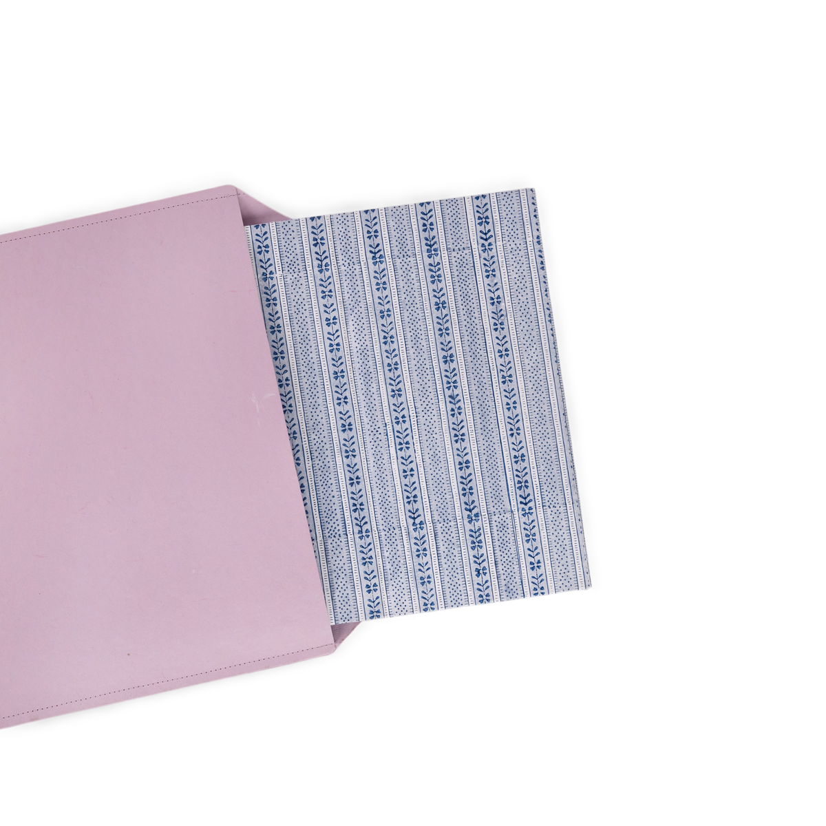 Harbor Blue Floral Stripe – Hand Block Printed Collapsible Basket (9.5" x 9.5" x 10.5")