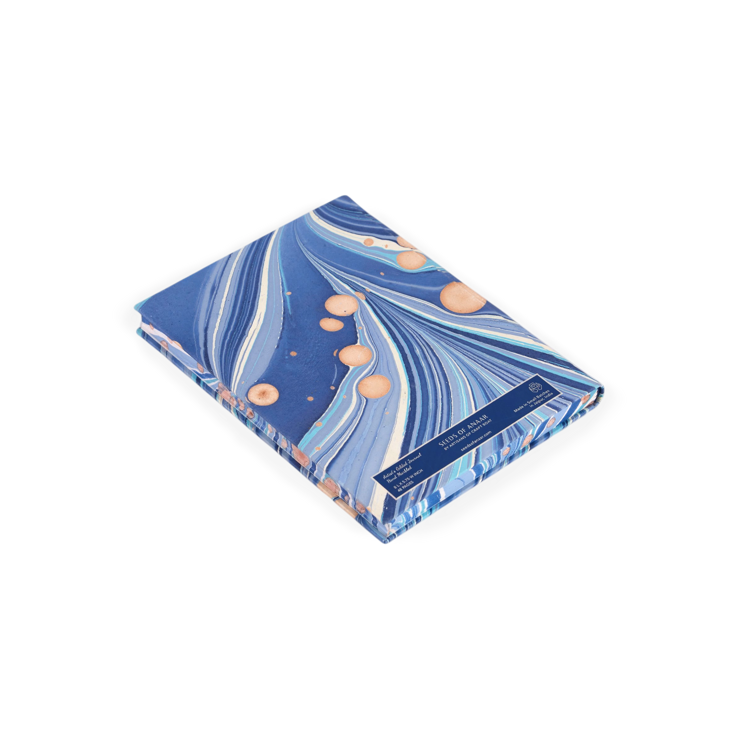 Harbor Blue Fire Whirl – Hand Marbled Journal A5 | 48 Pages | 130gsm Paper
