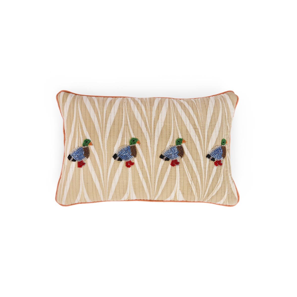 Soyabean Banyan – Hand Embroidered Cushion Cover (12" W× 7.5" H)