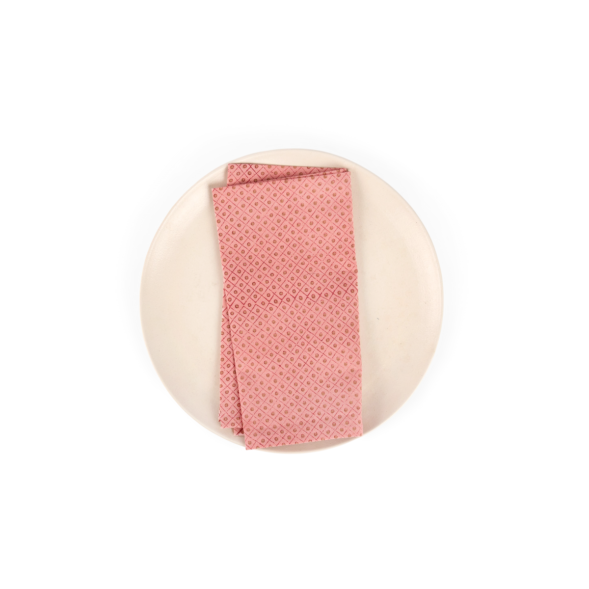 Garnet Red Dot & Grid – Hand Block Printed Cotton Napkin (Set of 2) (18" x 18")