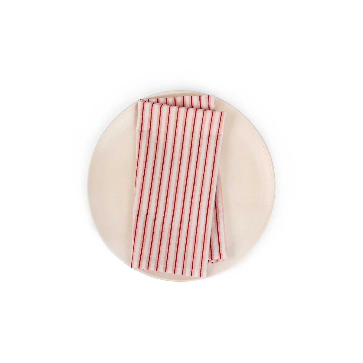 Garnet Red Shadow Stripe – Hand Block Printed Cotton Napkin (Set of 2) (18" x 18")