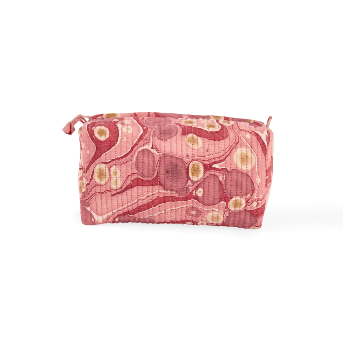 Garnet Red Pebble – Hand Marbled Quilted Beauty Bag (Medium – 8.5" x 4" x 3.5")