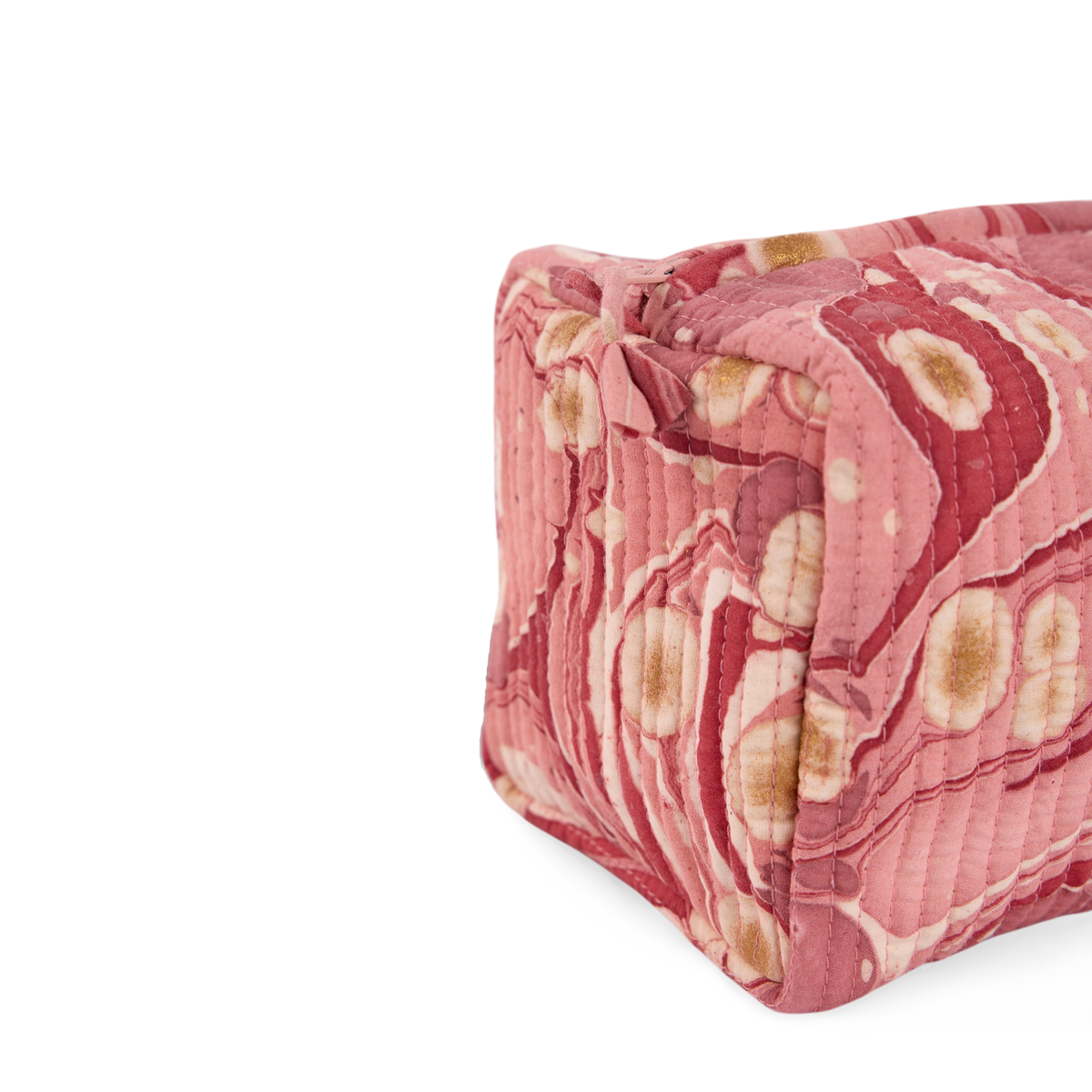 Garnet Red Pebble – Hand Marbled Quilted Beauty Bag (Medium – 8.5" x 4" x 3.5")