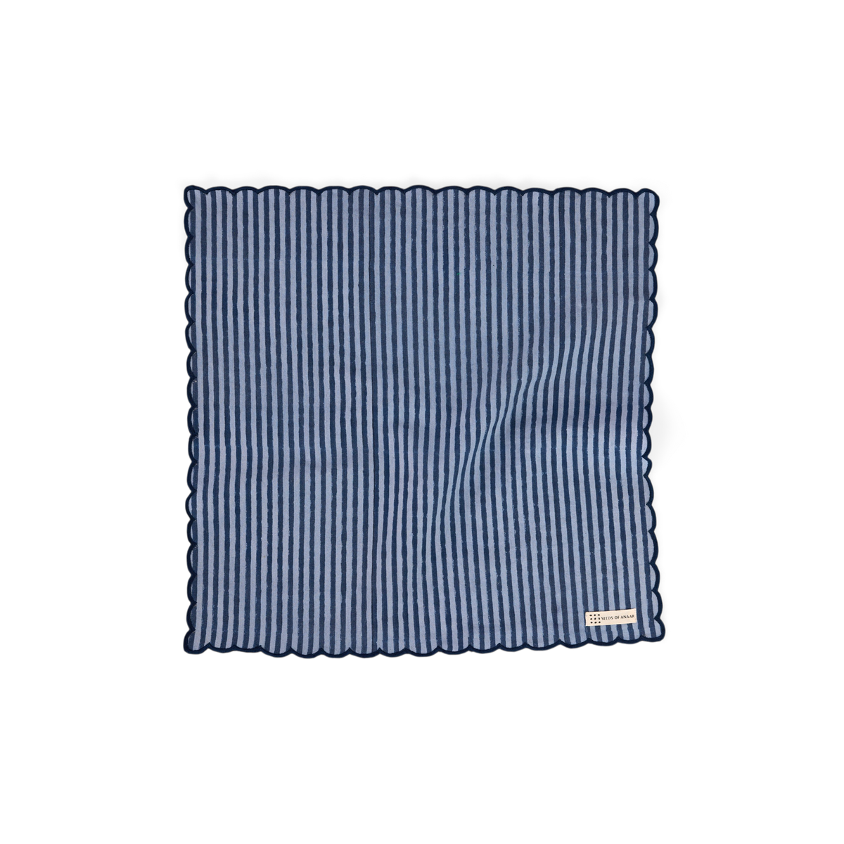 Harbor Blue Classic Stripe – Hand Embroidery Printed Cotton Napkin (Set of 2) (18" x 18")