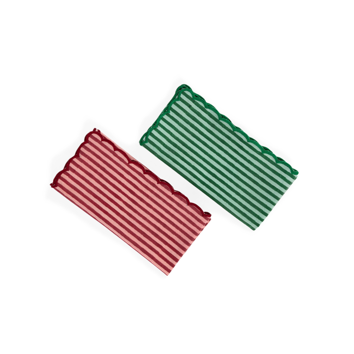 Garnet Red Classic Stripe – Hand Embroidery Printed Cotton Napkin (Set of 2) (18" x 18")