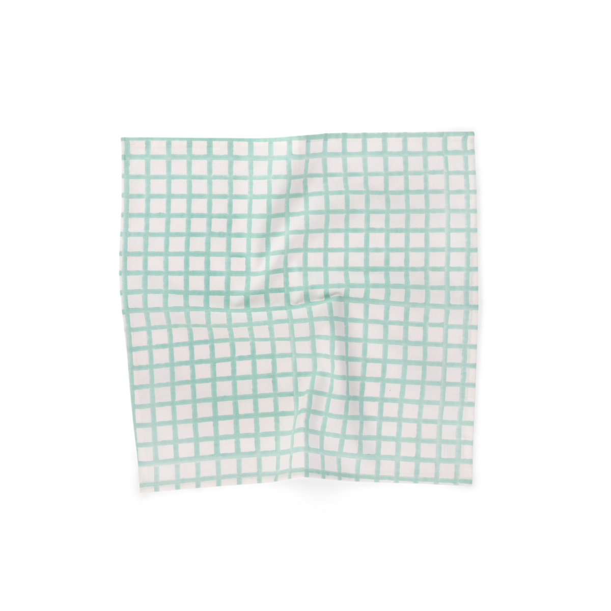 Celadon Green Graph Checks – Hand Block Printed Cotton Napkin (Set of 2) (18" x 18")