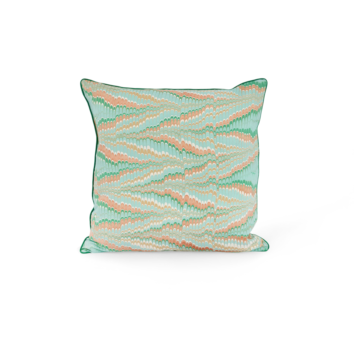 Celadon Green Mountain – Hand Marbled Cotton Cushion Cover (18" x 18")