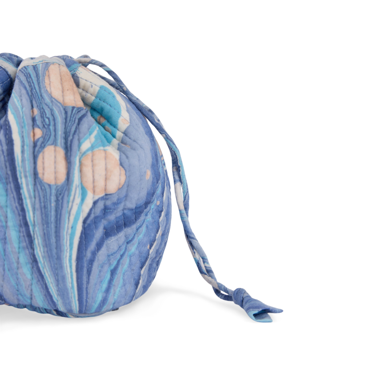 Harbor Blue Fire Whirl – Hand Marbled Quilted Pouch (Jewelry & Beauty Organizer)